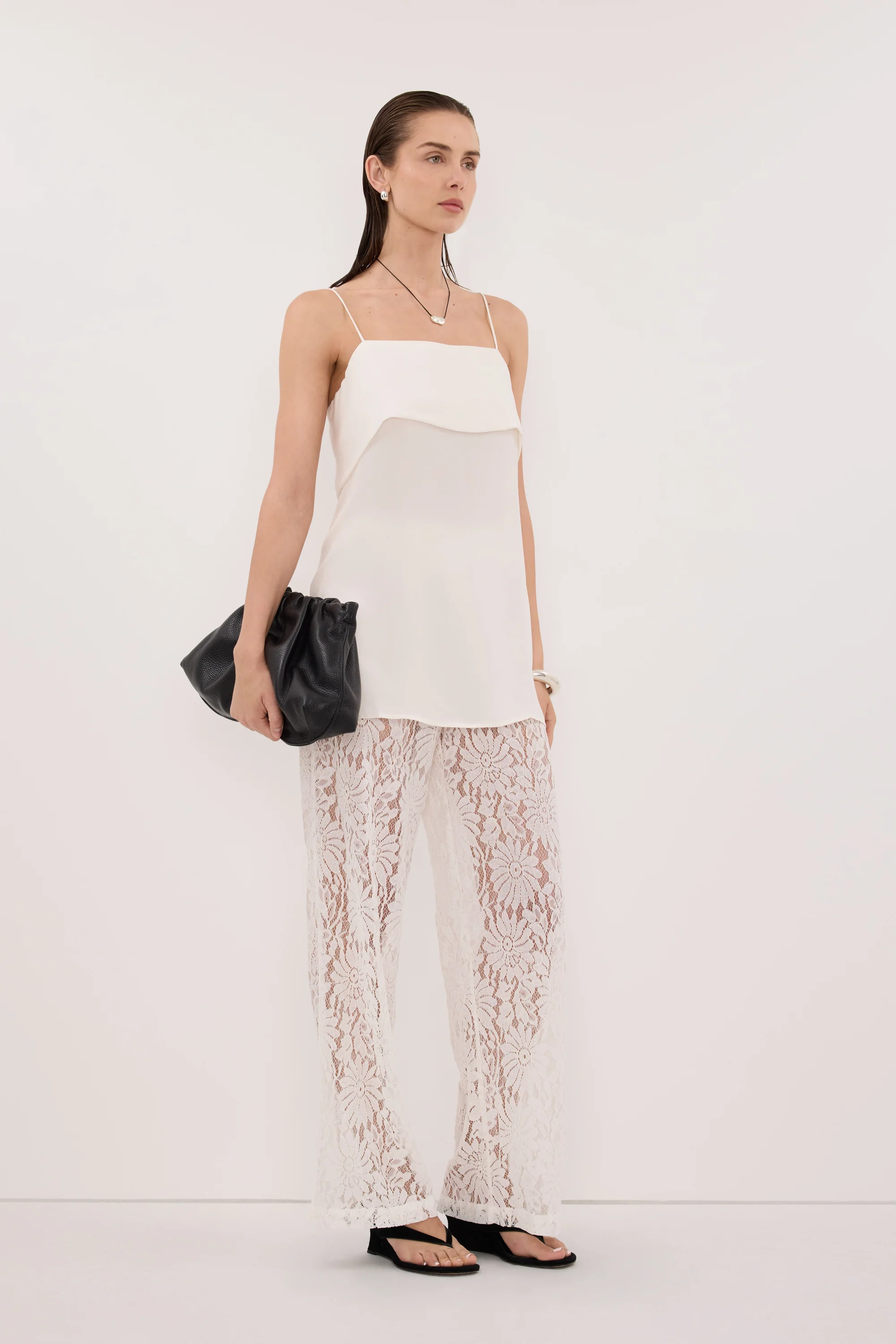 IDA WHITE SLEEVELESS FOLDOVER CAMI TOP - Image 3