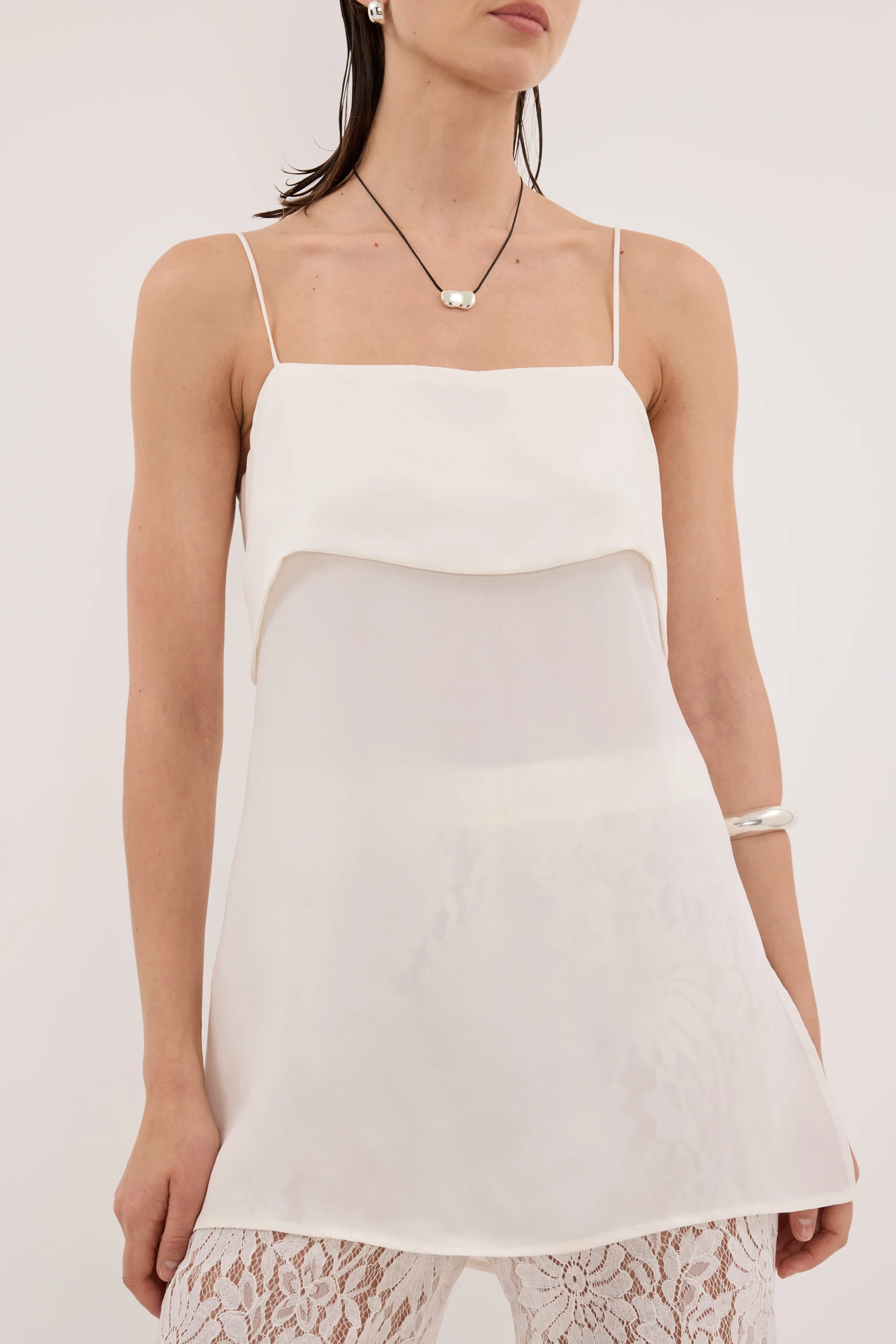 IDA WHITE SLEEVELESS FOLDOVER CAMI TOP - Image 5