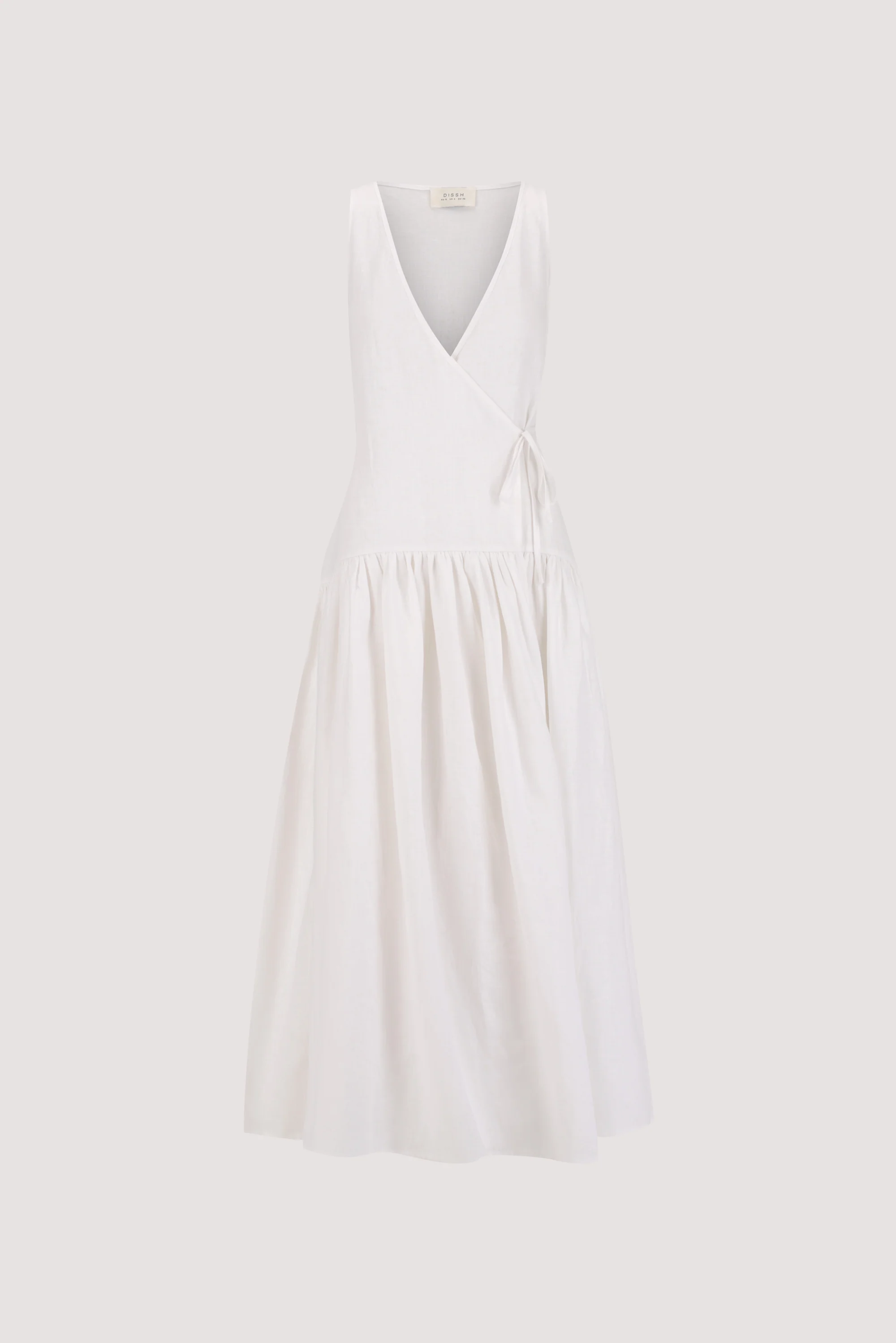 ILIO WHITE SLEEVELESS LINEN WRAP MIDI DRESS - Image 6