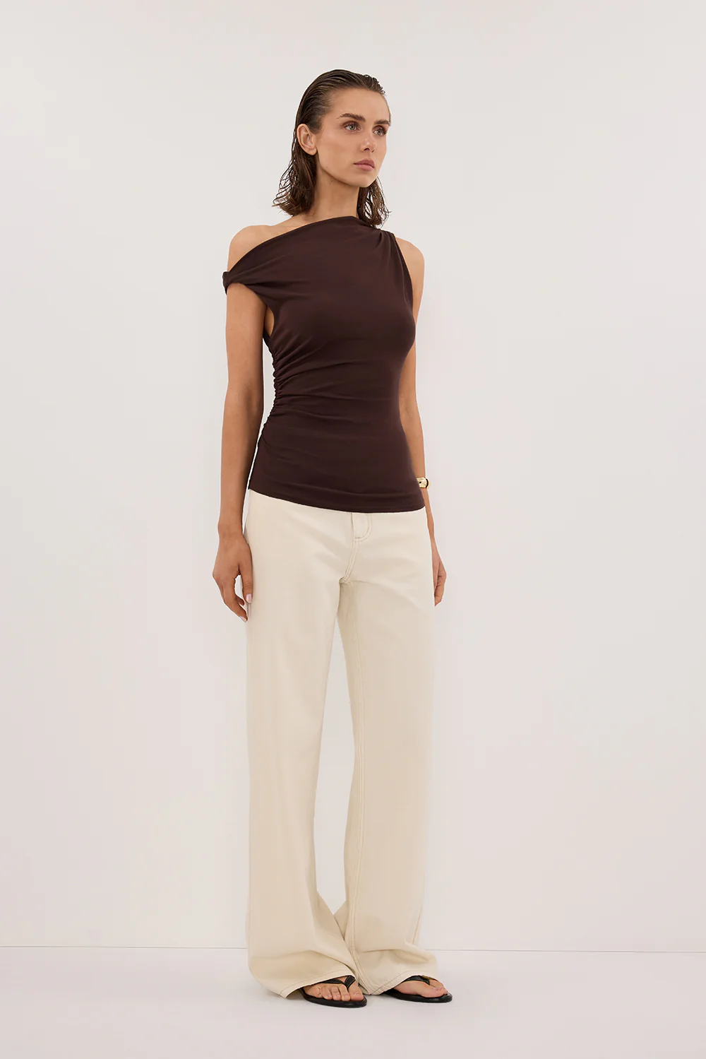 INEZ CHOC ASYM KNIT TOP - Image 3