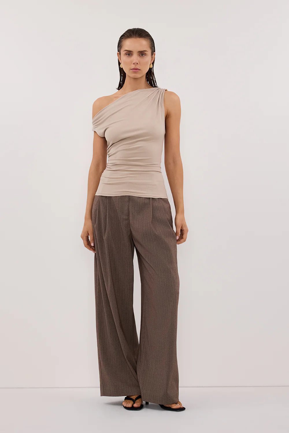 INEZ STONE ASYM KNIT TOP