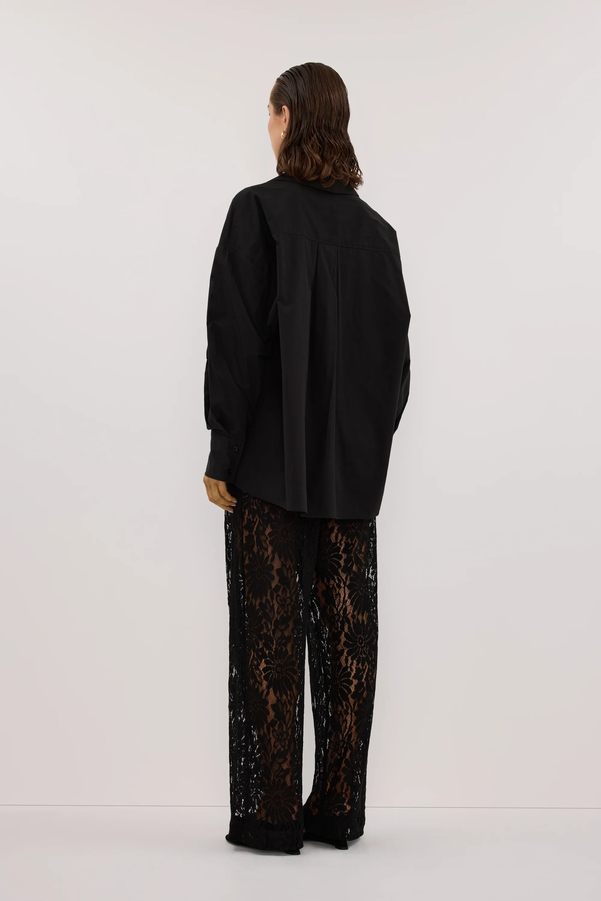IRENE BLACK LONG SLEEVE NOTCH COLLAR SHIRT - Image 4