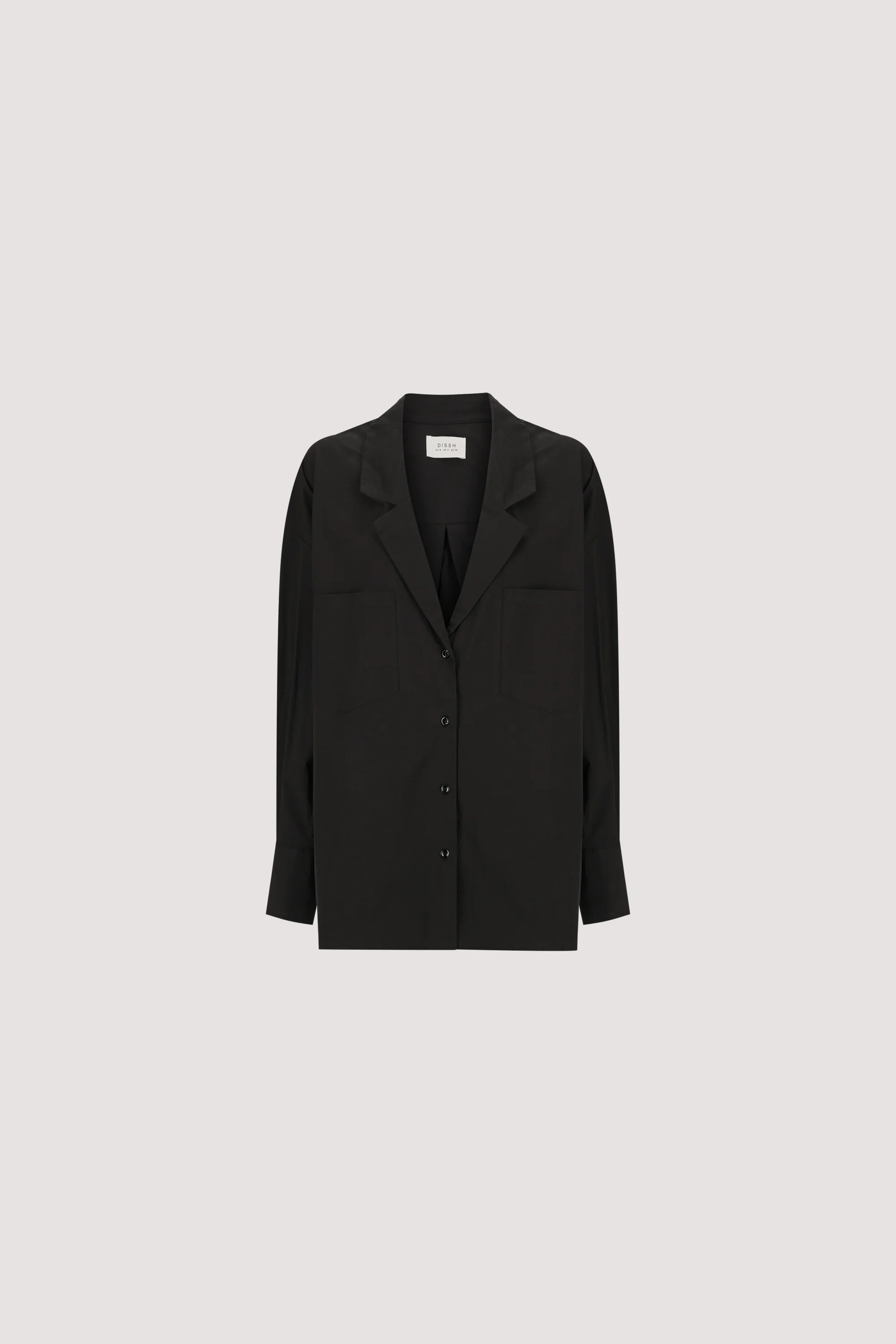 IRENE BLACK LONG SLEEVE NOTCH COLLAR SHIRT - Image 6