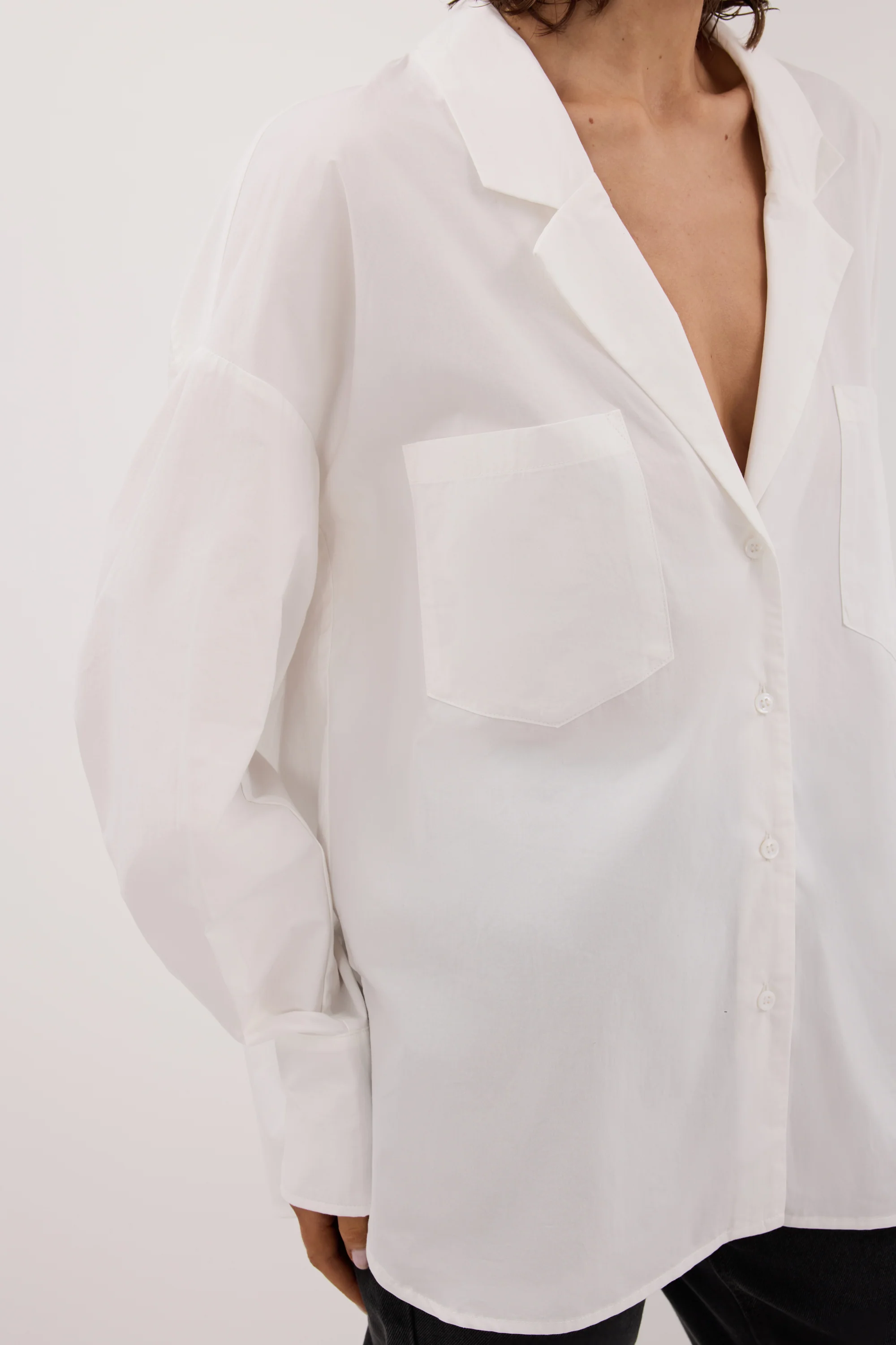 IRENE WHITE LONG SLEEVE NOTCH COLLAR SHIRT - Image 6
