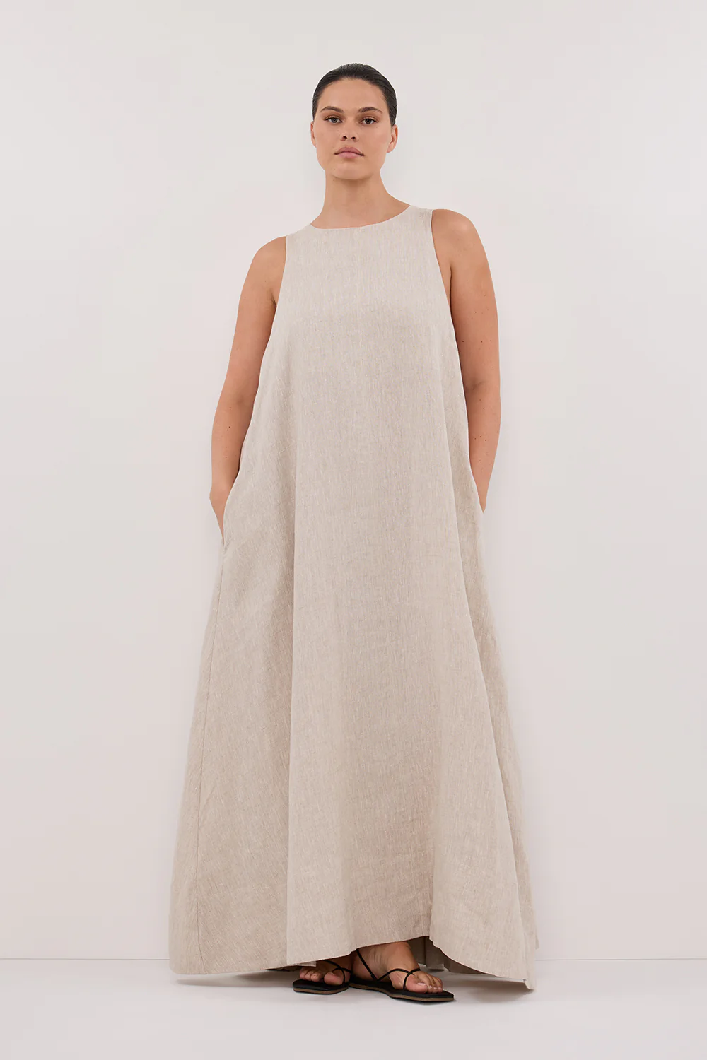 ISABELLE NATURAL LINEN MIDI DRESS - Image 7