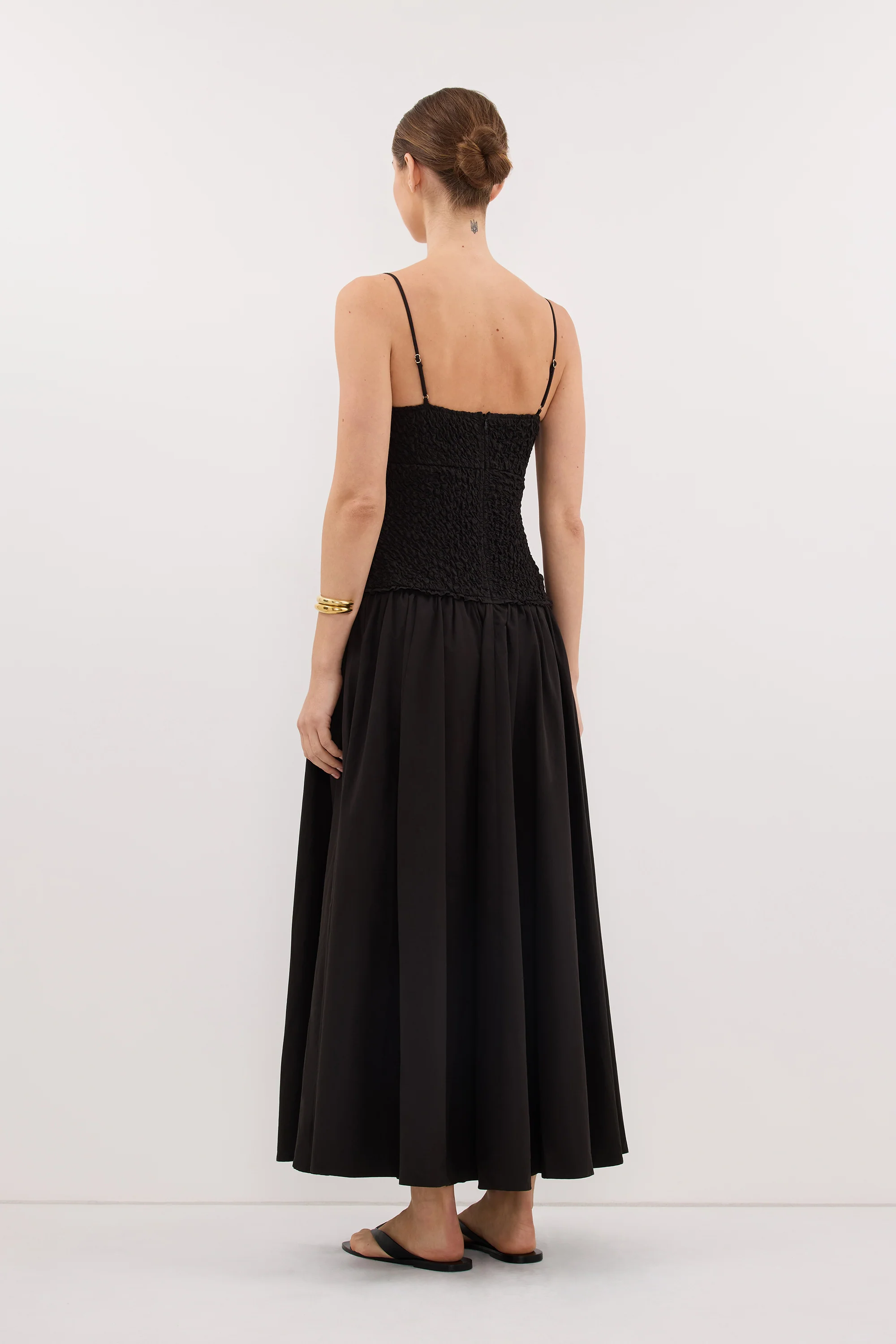 IZAIAH BLACK COTTON MIDI DRESS - Image 4
