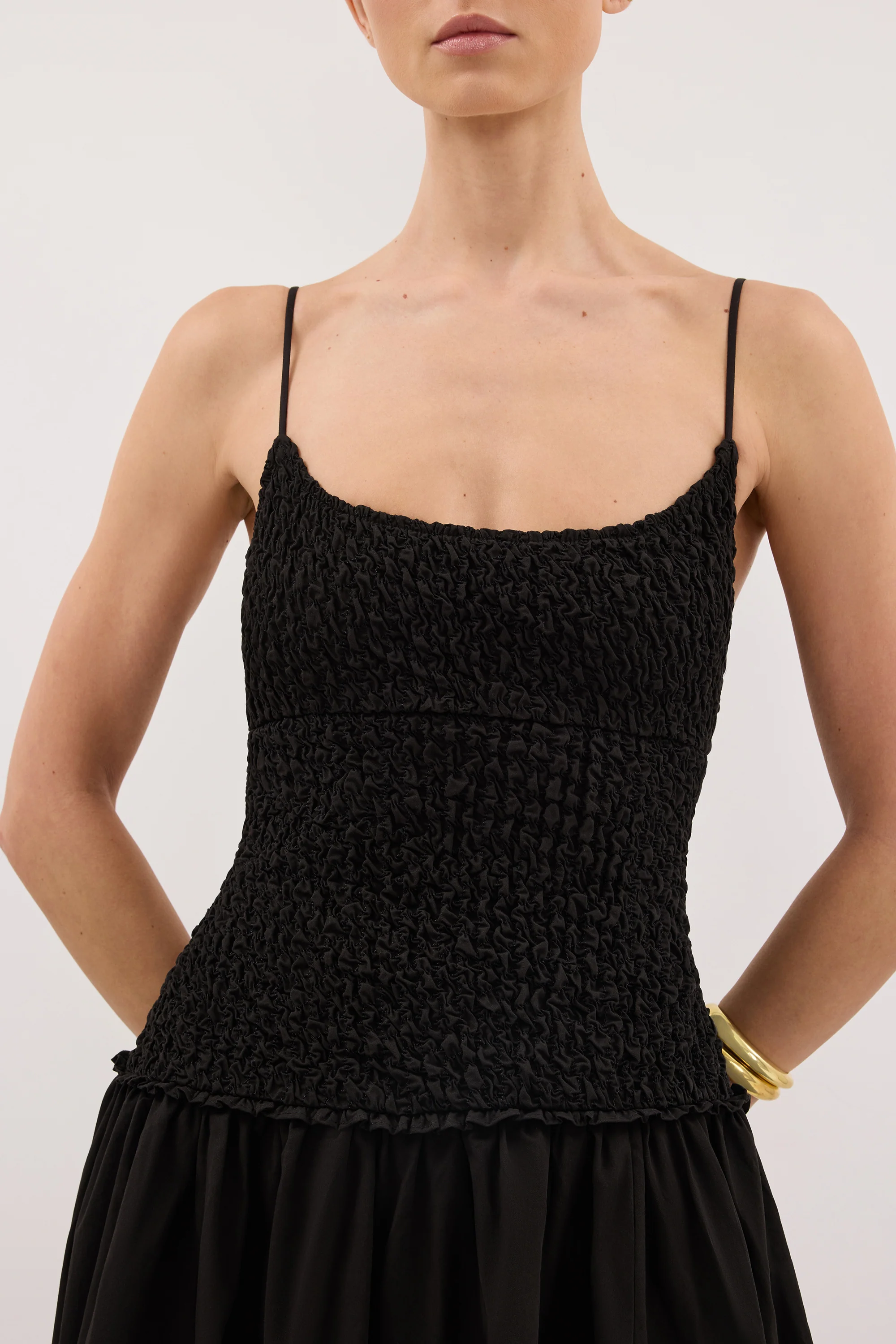 IZAIAH BLACK COTTON MIDI DRESS - Image 5