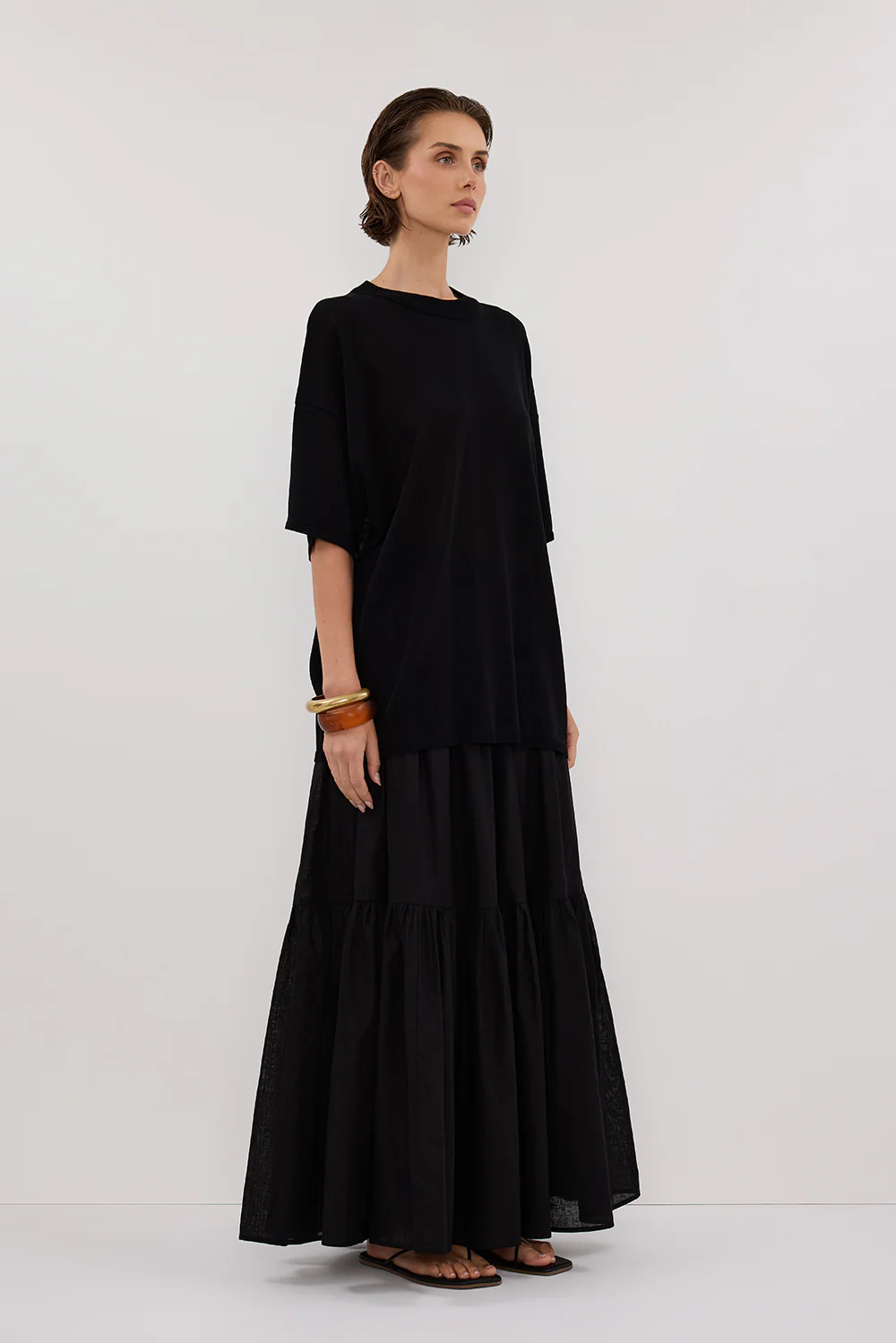 JACKI BLACK OVERSIZED KNIT TEE - Image 3