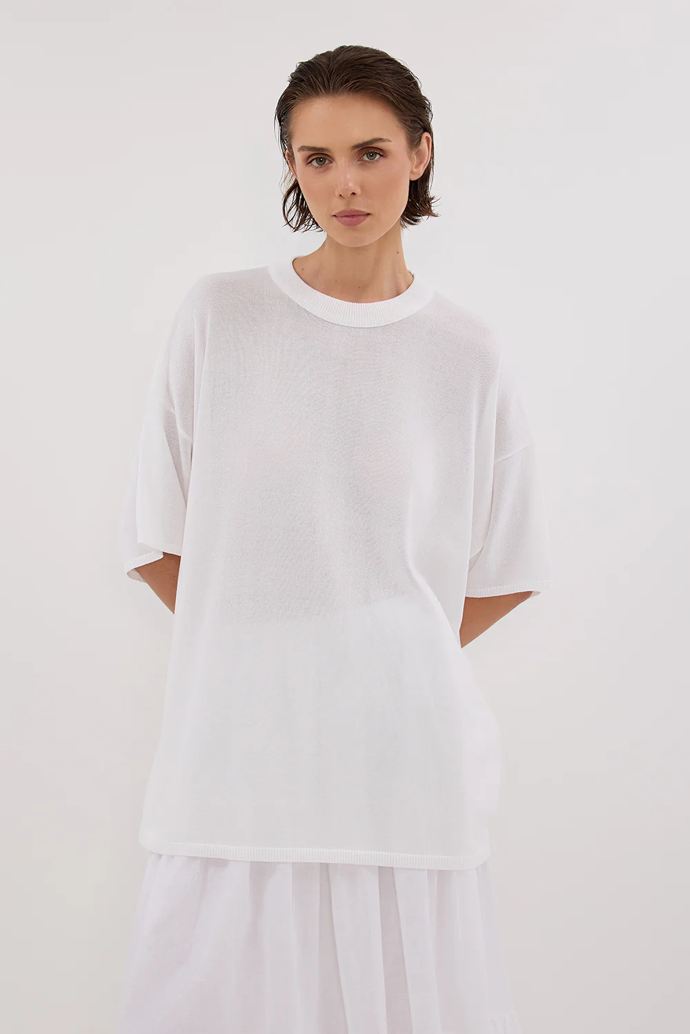 JACKI IVORY OVERSIZED KNIT TEE - Image 2