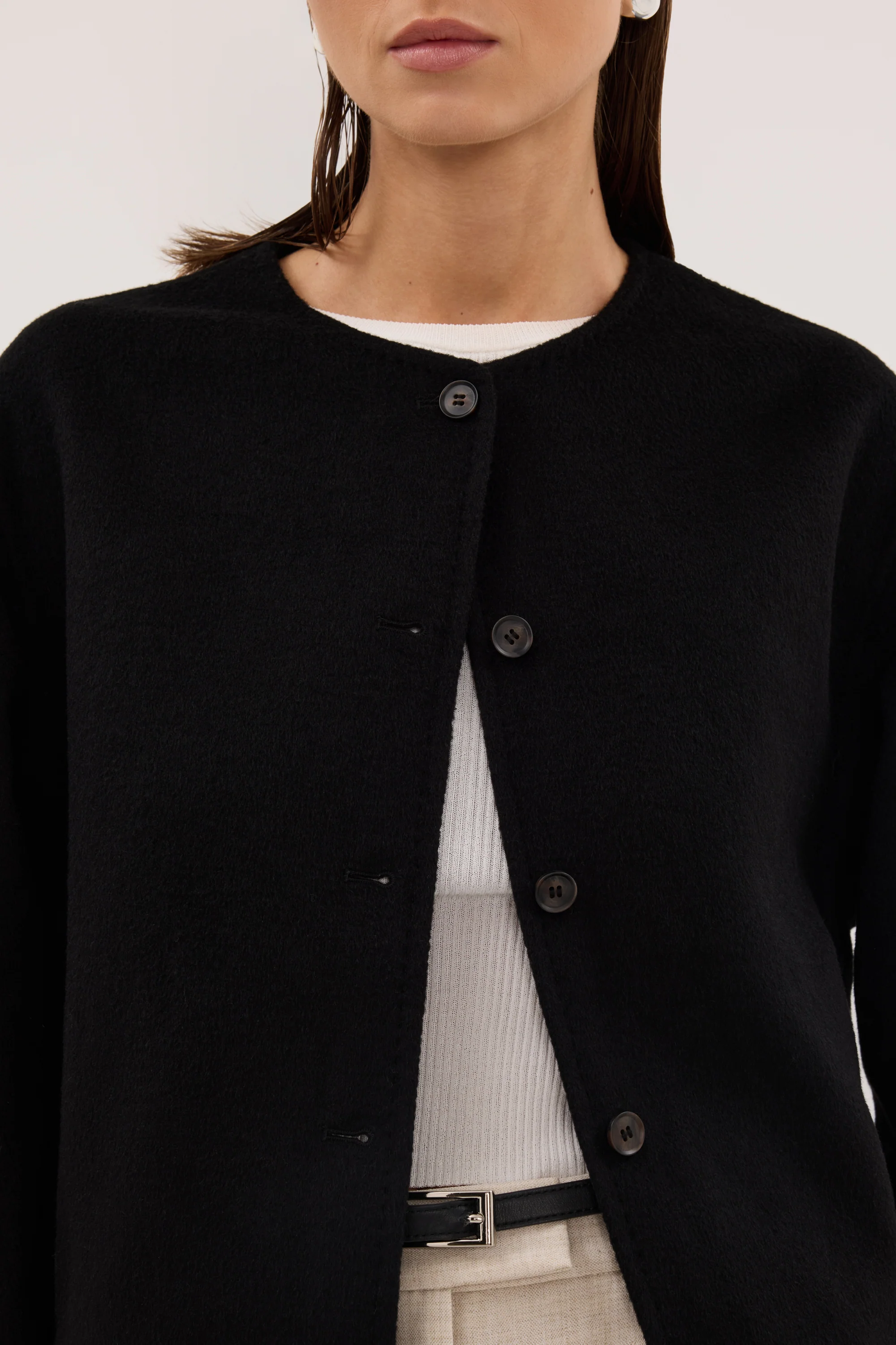 JACLYN BLACK CROPPED WOOL BLEND COAT - Image 6