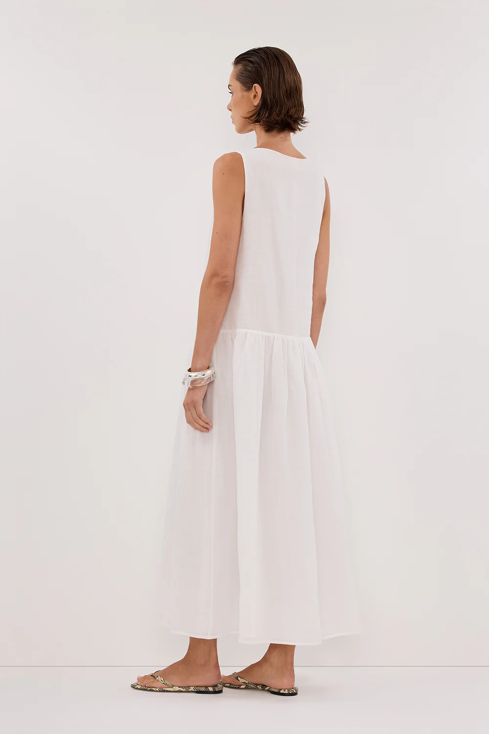 JACQUES WHITE RAMIE MIDI DRESS - Image 4