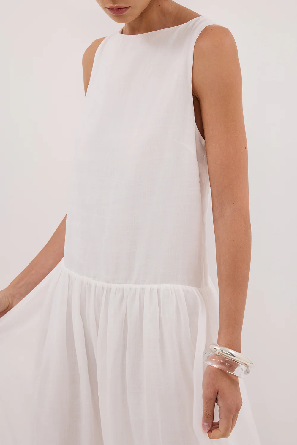 JACQUES WHITE RAMIE MIDI DRESS - Image 5