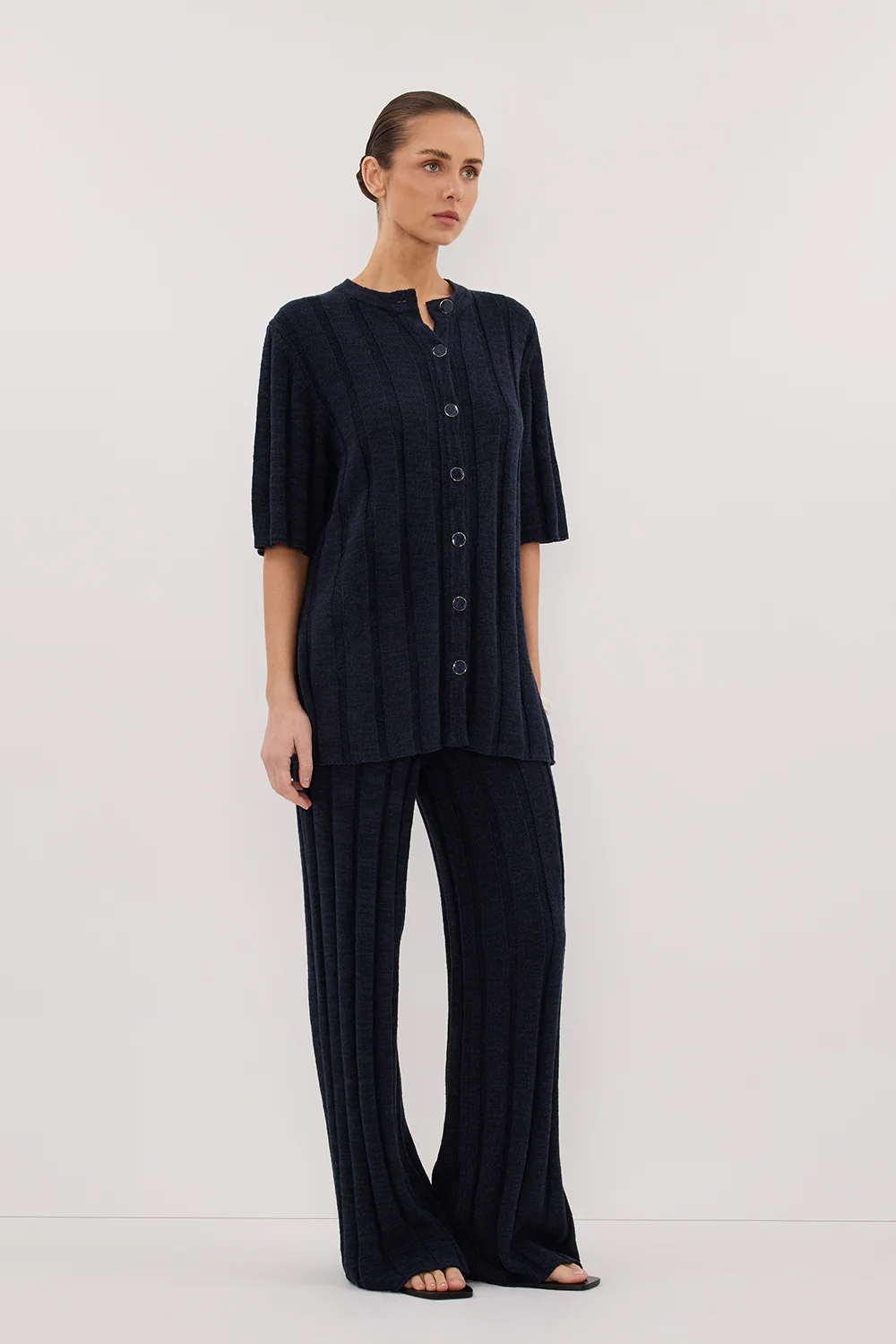 JAZZ INDIGO BUTTON KNIT SHIRT - Image 3