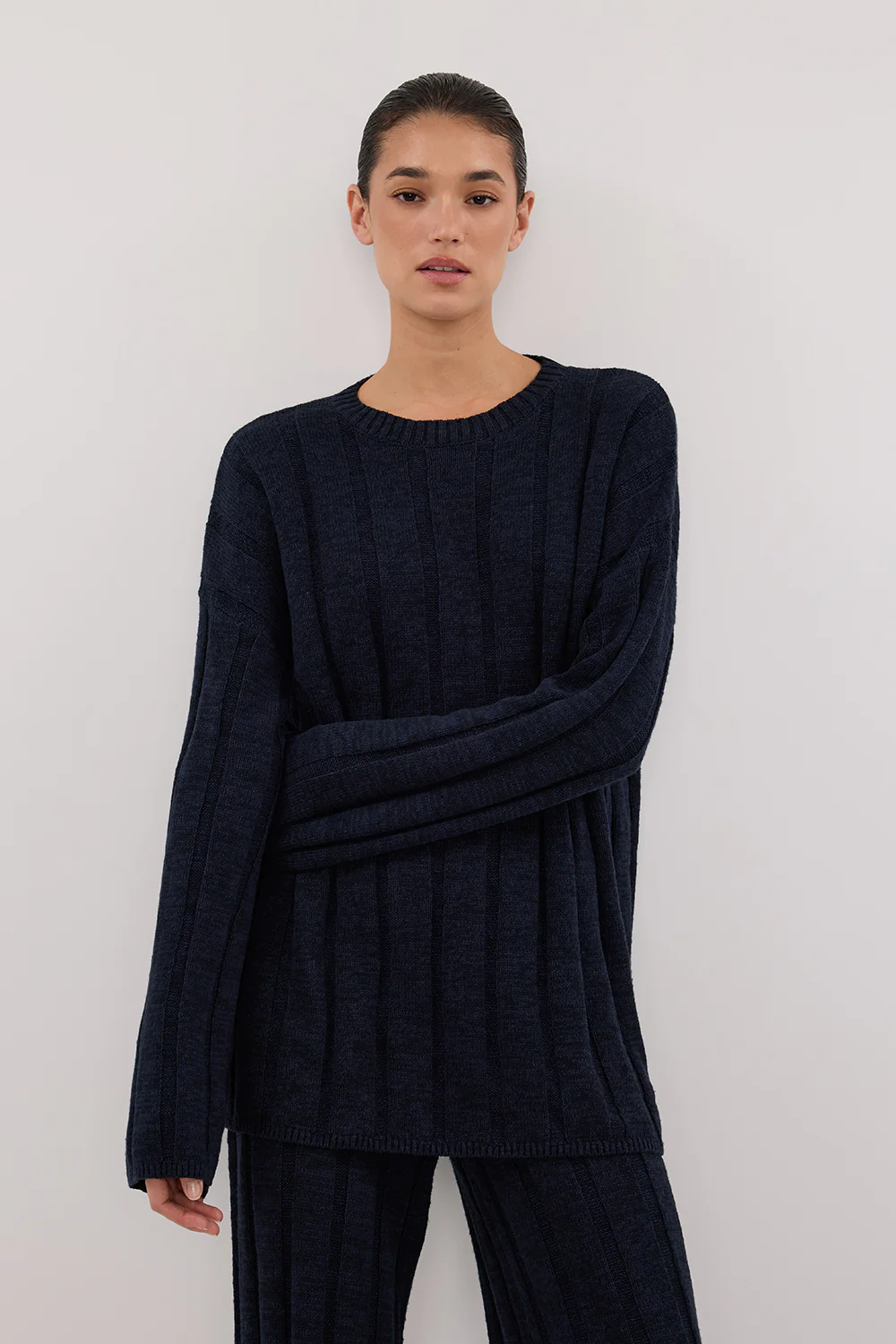JAZZ INDIGO CREW NECK KNIT TOP - Image 2
