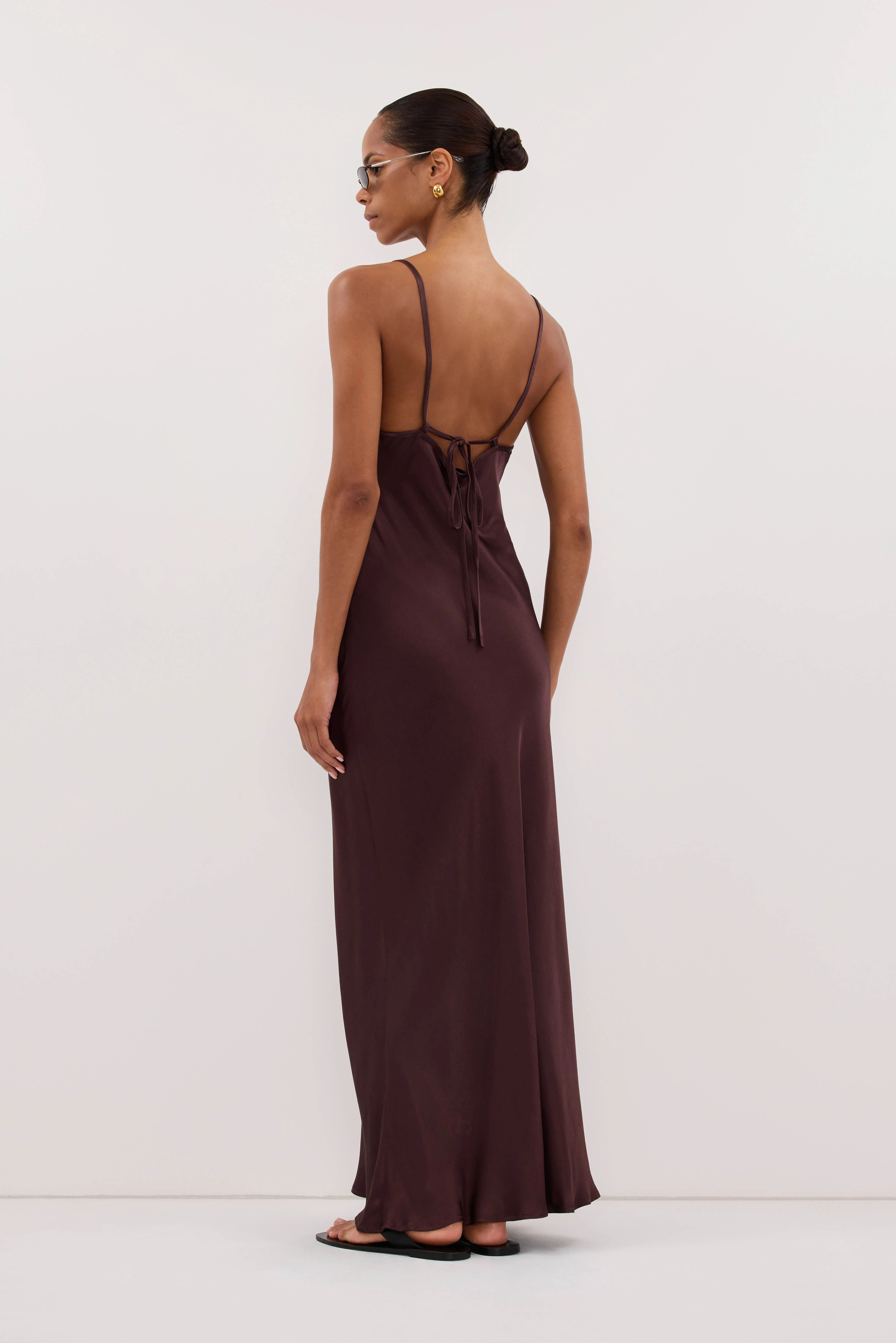 JOEY PLUM CHOC SATIN MAXI DRESS - Image 4