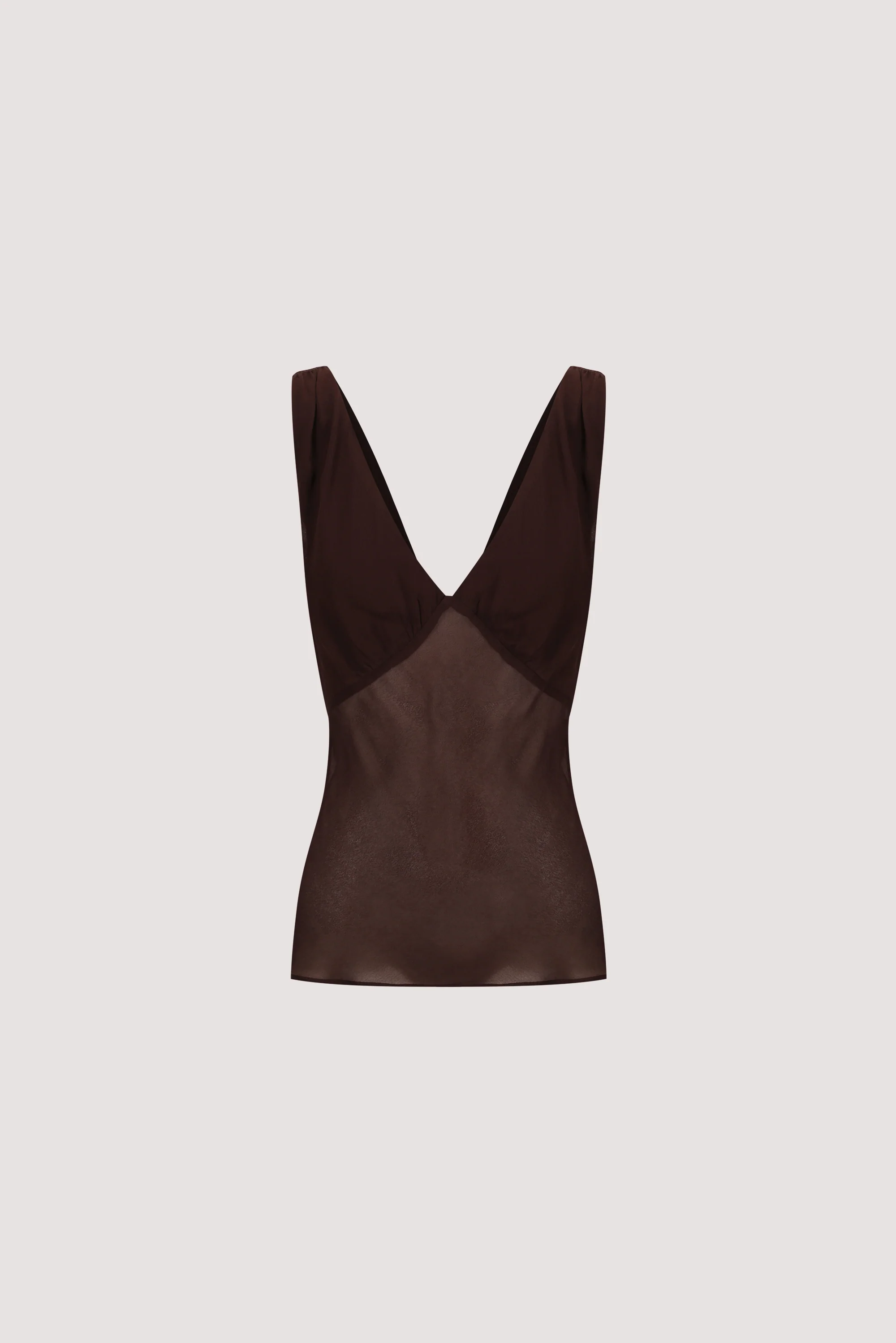 JORJA DARK CHOC SLEEVELESS V NECK TOP - Image 6