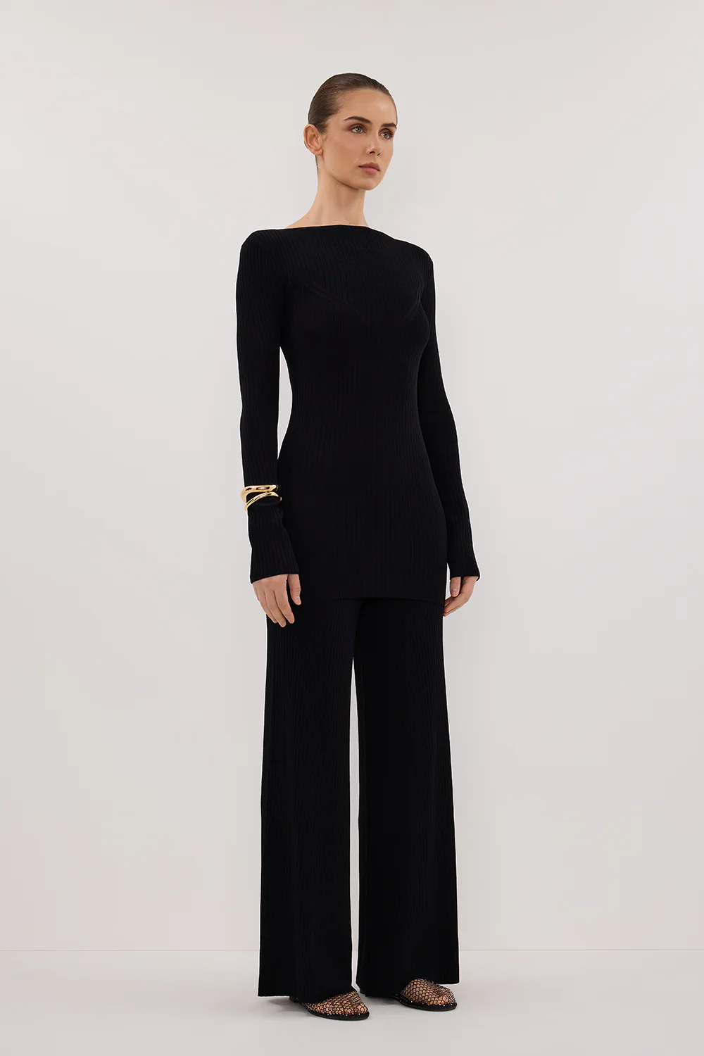 JOY BLACK LONGLINE KNIT TOP - Image 3