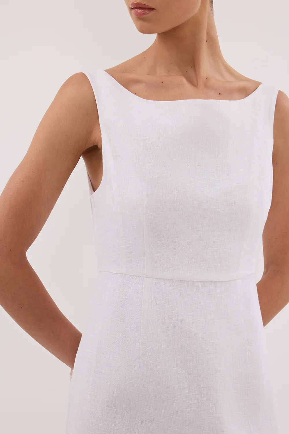 JULE WHITE LINEN MIDI DRESS - Image 5