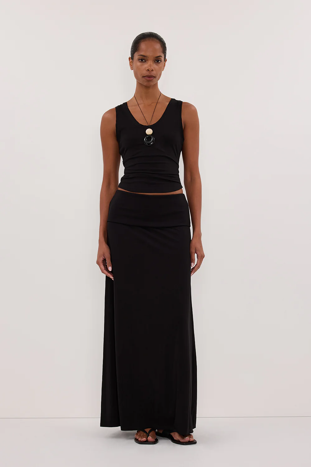 JULIE BLACK MODAL BLEND MAXI SKIRT - Image 6