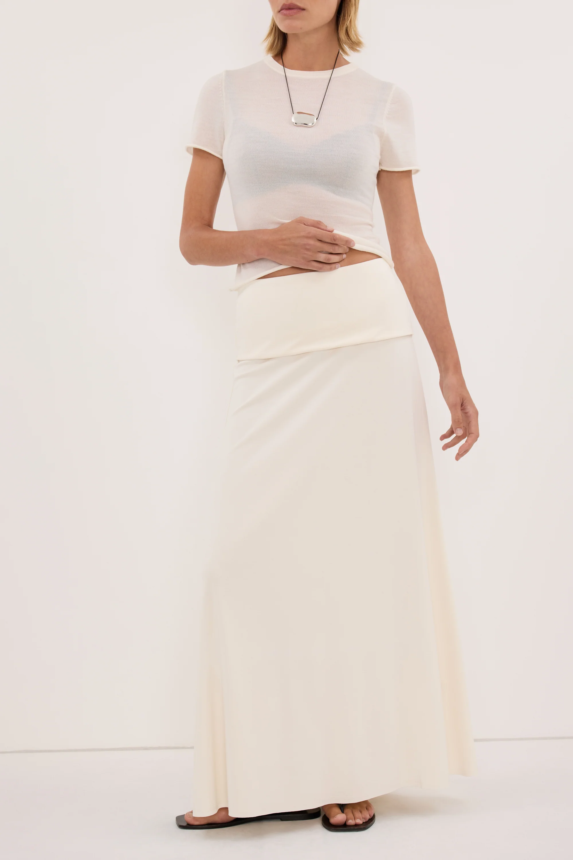 JULIE OFF WHITE MODAL BLEND MAXI SKIRT - Image 2