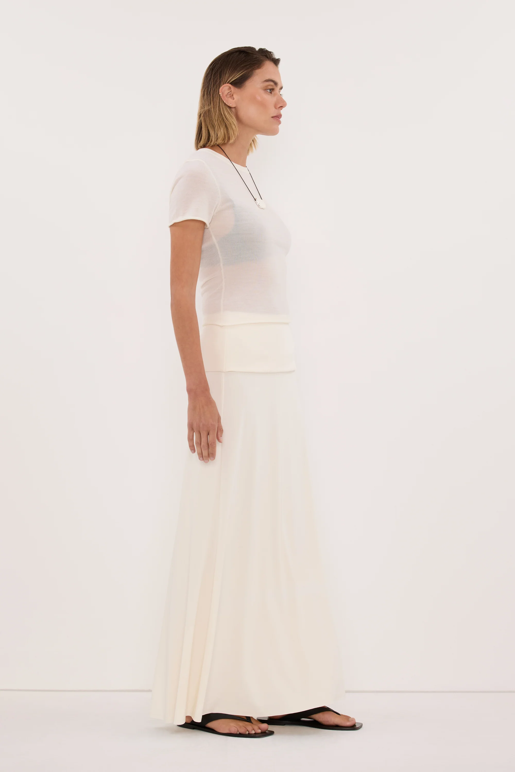 JULIE OFF WHITE MODAL BLEND MAXI SKIRT - Image 3