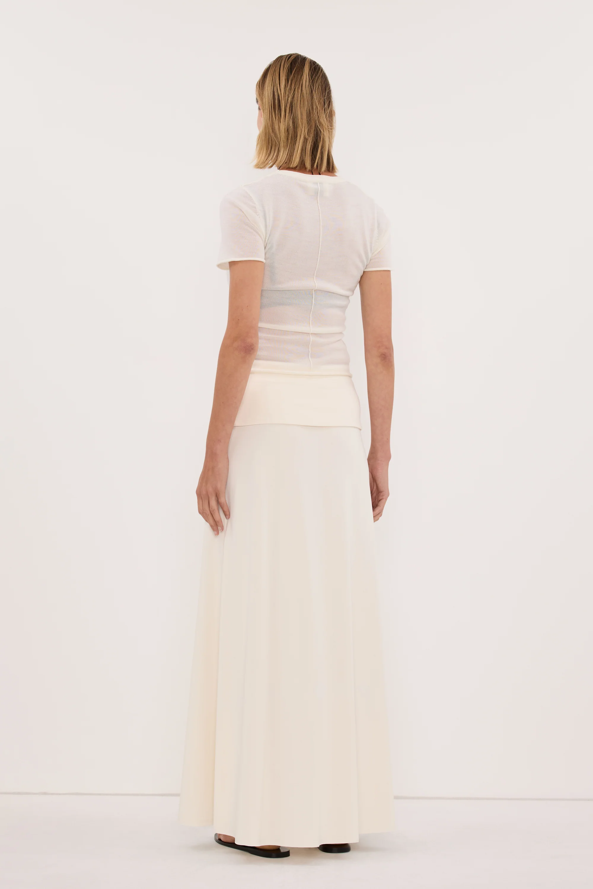JULIE OFF WHITE MODAL BLEND MAXI SKIRT - Image 4
