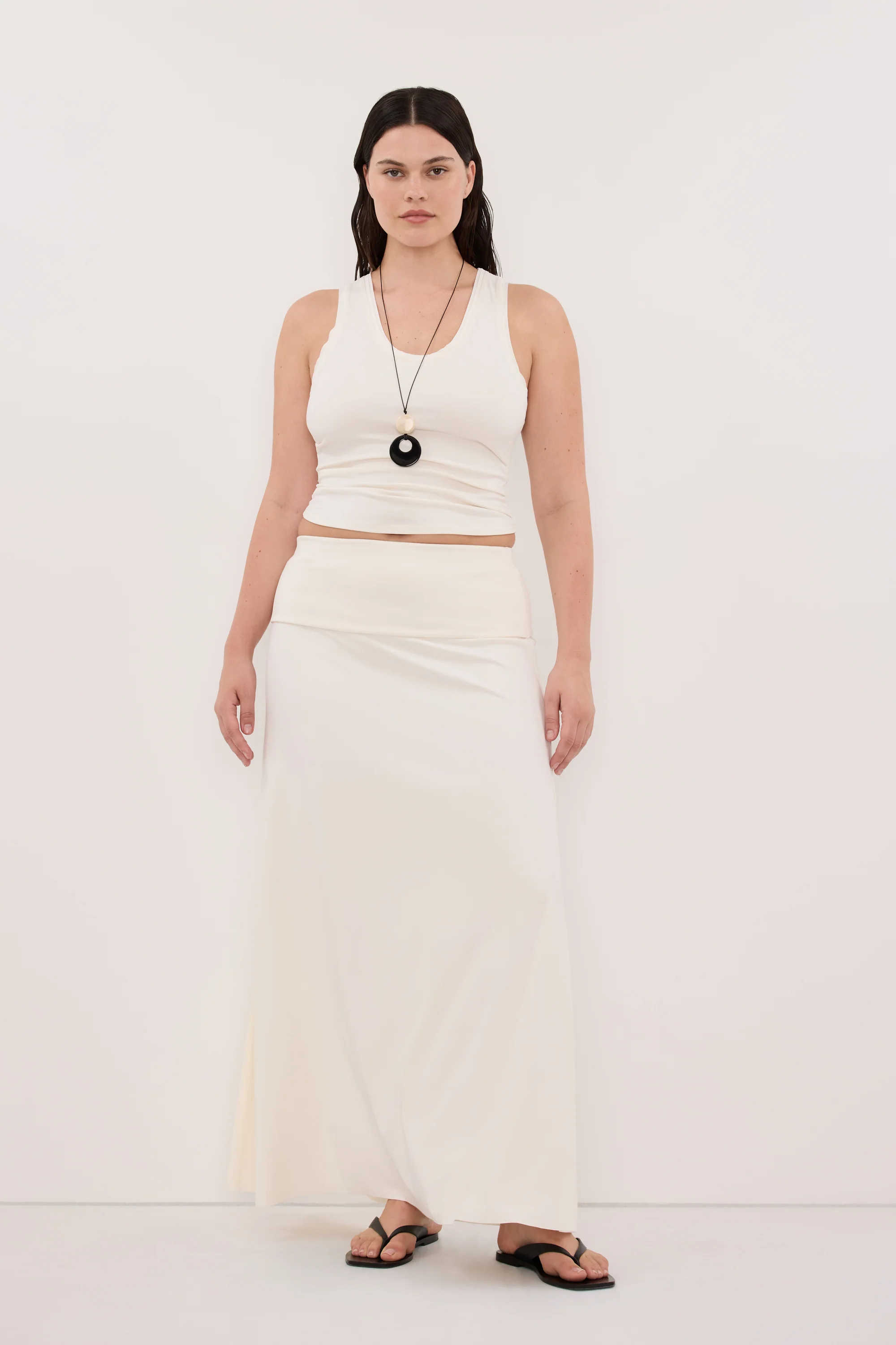 JULIE OFF WHITE MODAL BLEND MAXI SKIRT - Image 6