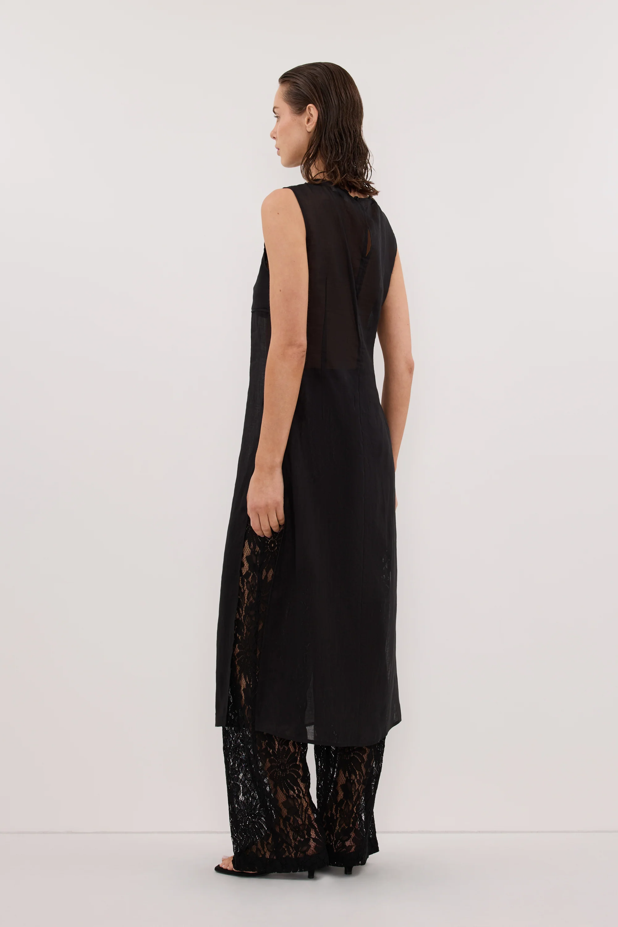 KAI BLACK SLEEVELESS RAMIE TUNIC TOP - Image 4