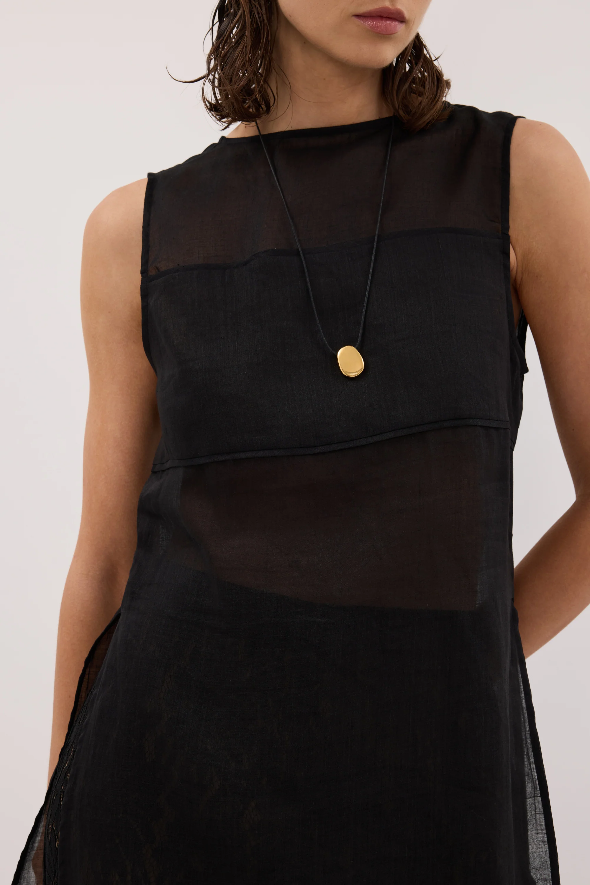 KAI BLACK SLEEVELESS RAMIE TUNIC TOP - Image 5