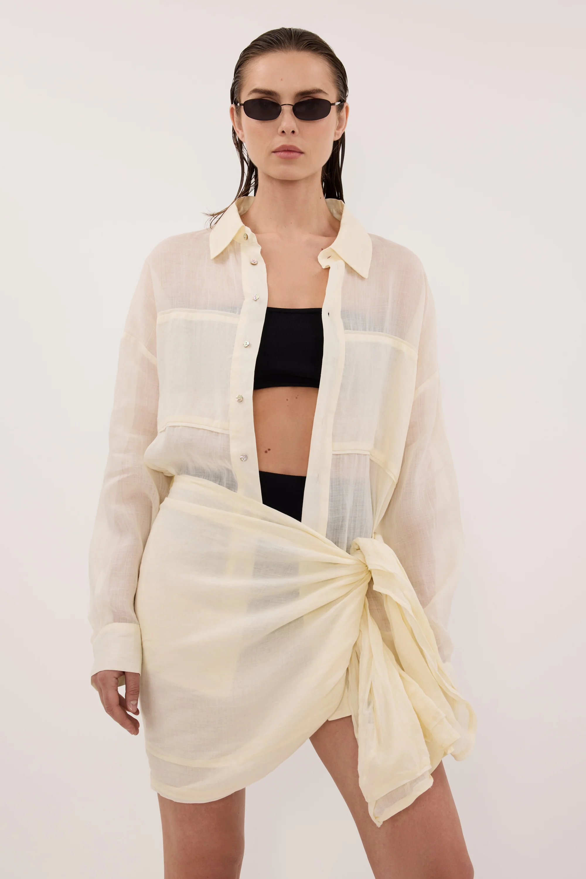 KAI STRAW OVERSIZED RAMIE LONG SLEEVE SHIRT - Image 2
