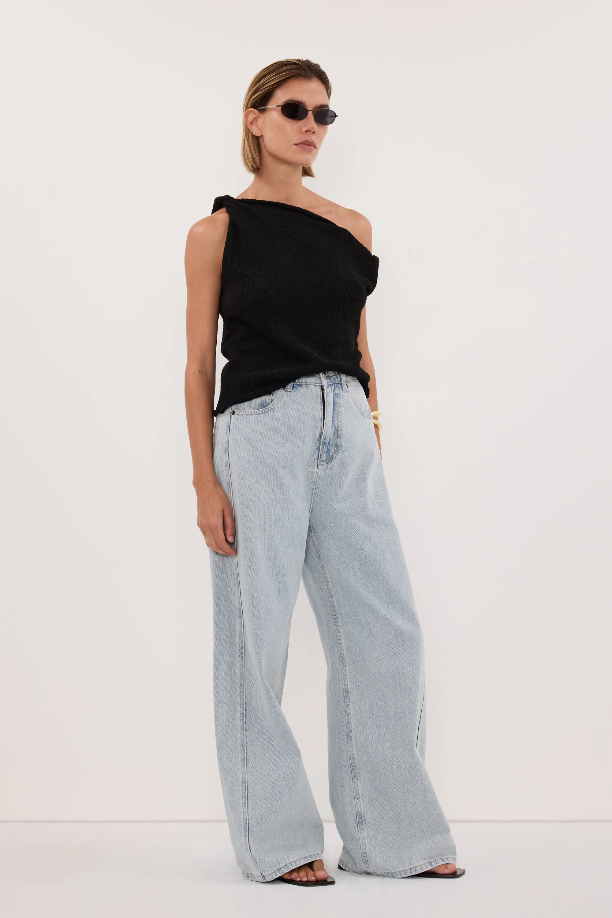 KARA BLACK ASYM KNIT TOP - Image 3