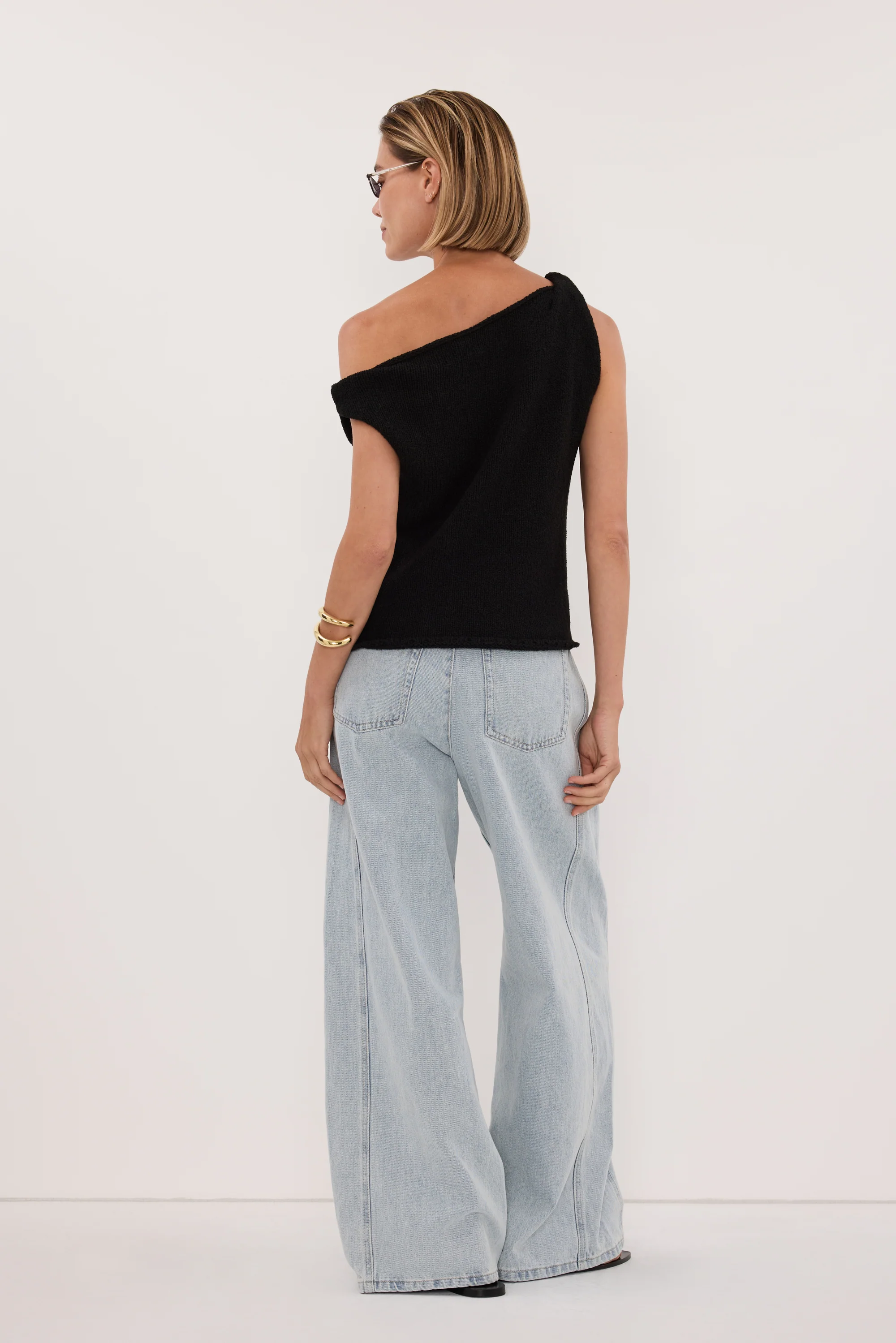 KARA BLACK ASYM KNIT TOP - Image 4