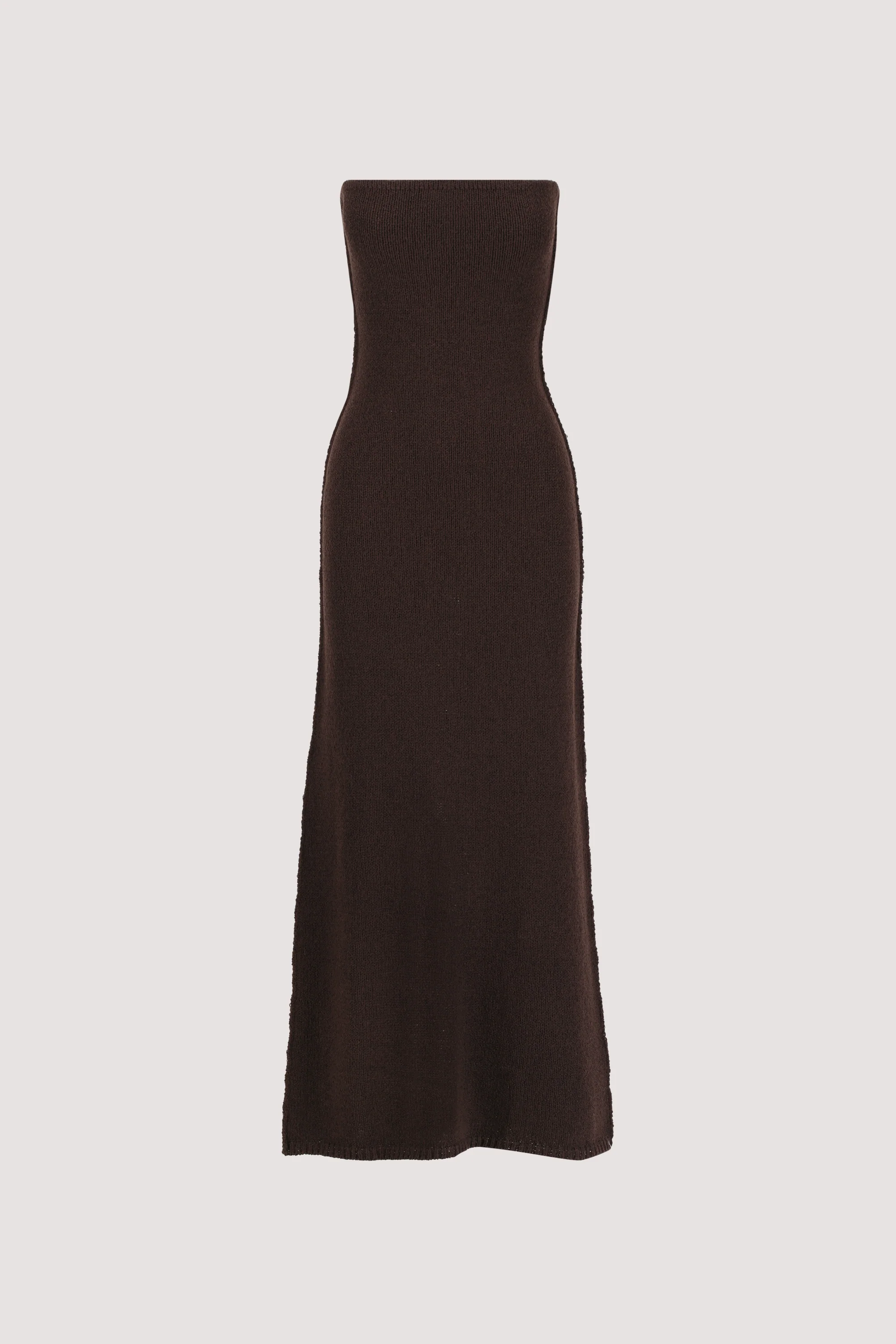 KARA CHOC STRAPLESS KNIT MIDI DRESS - Image 6