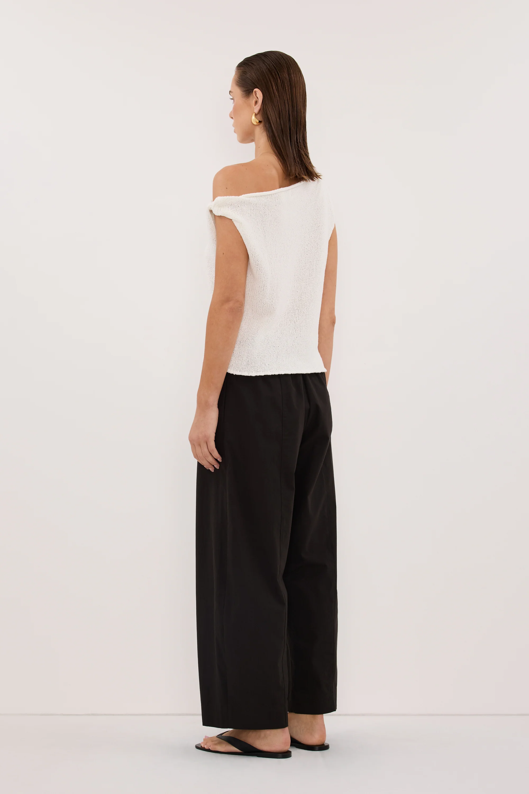 KARA OFF WHITE ASYM KNIT TOP - Image 4