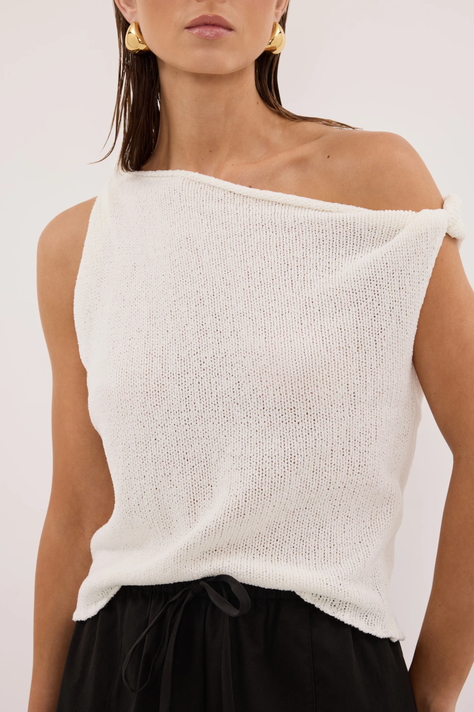 KARA OFF WHITE ASYM KNIT TOP - Image 5