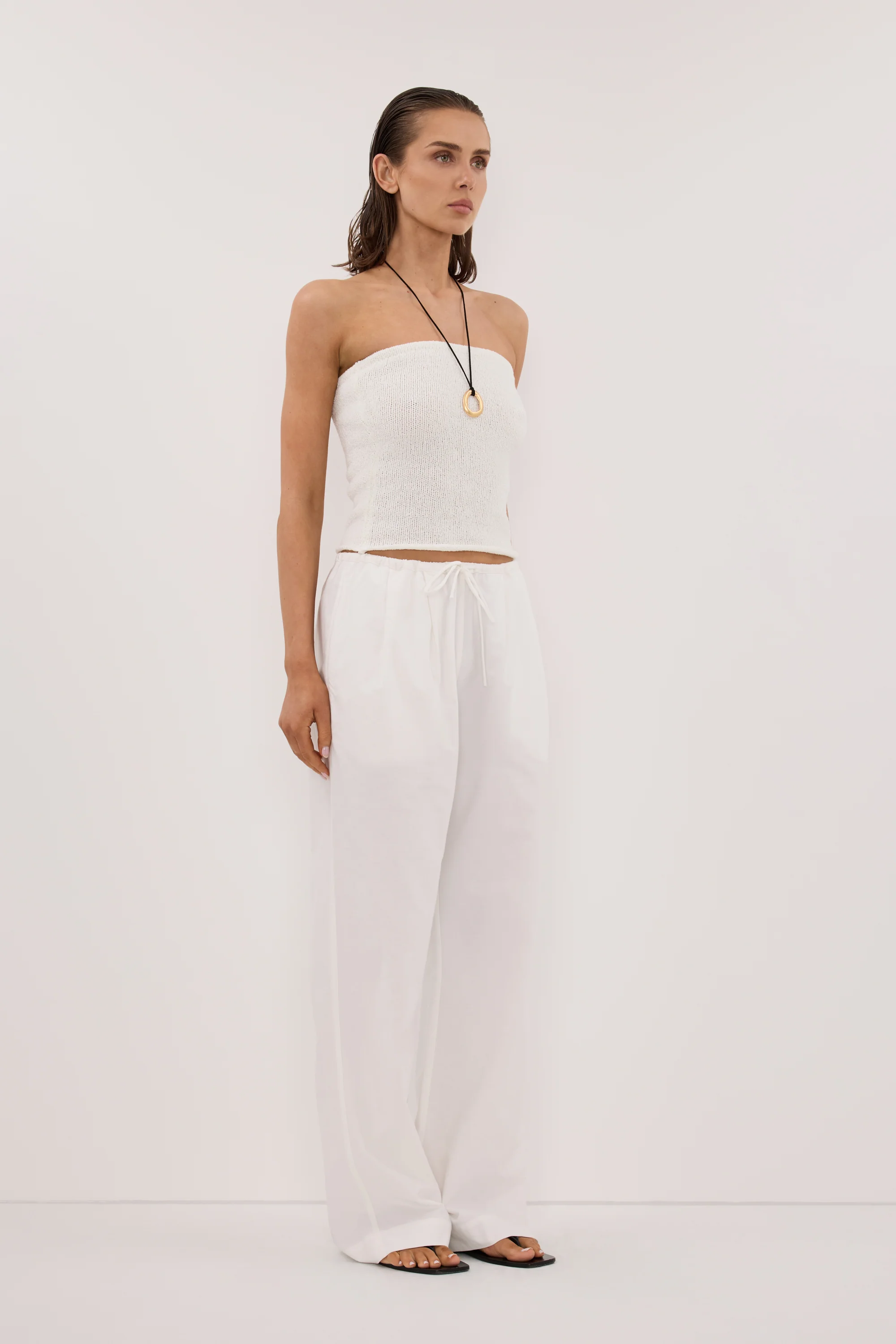 KARA OFF WHITE STRAPLESS BANDEAU KNIT TOP - Image 3