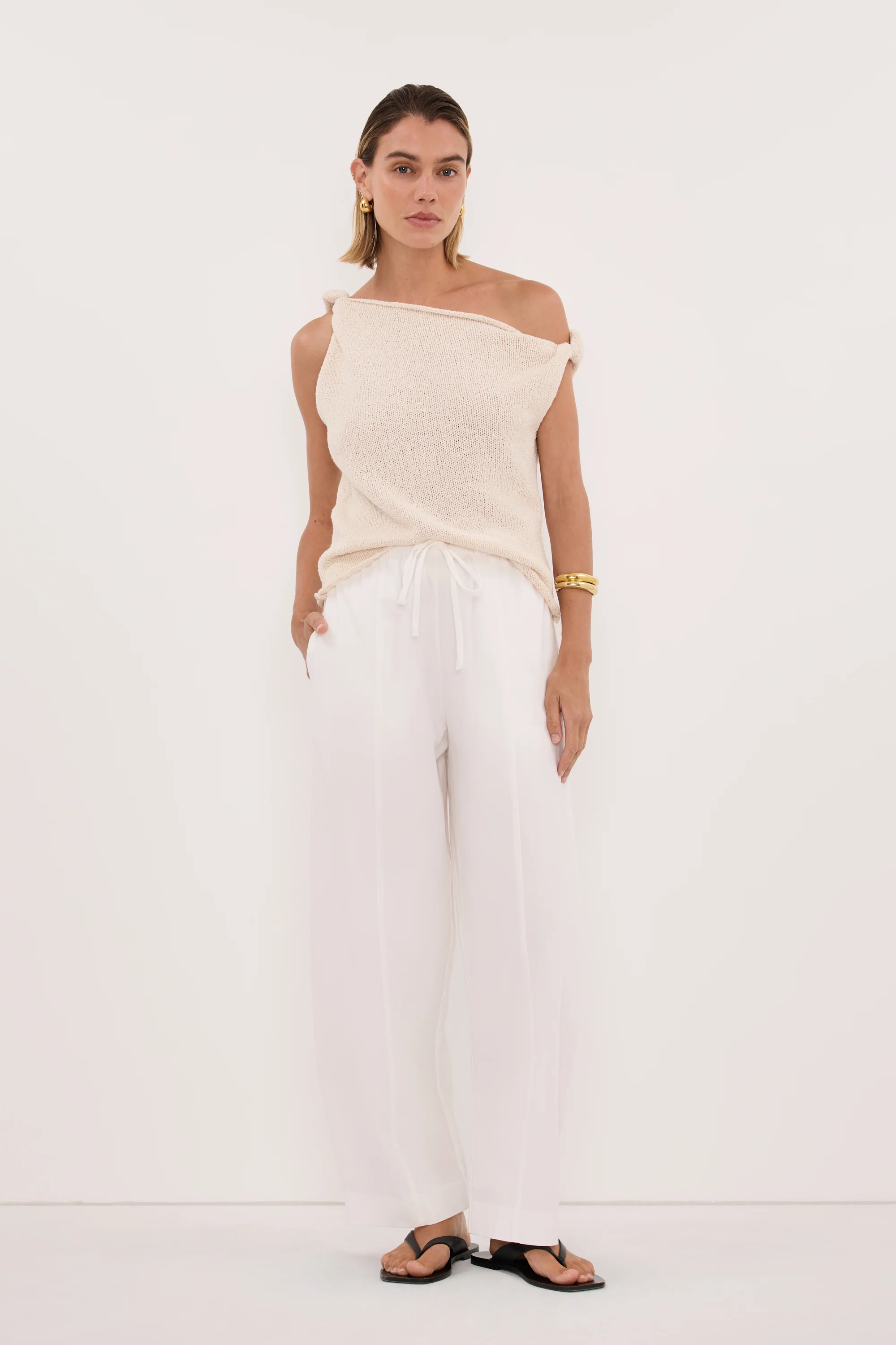 KARA SANDSTONE ASYM KNIT TOP