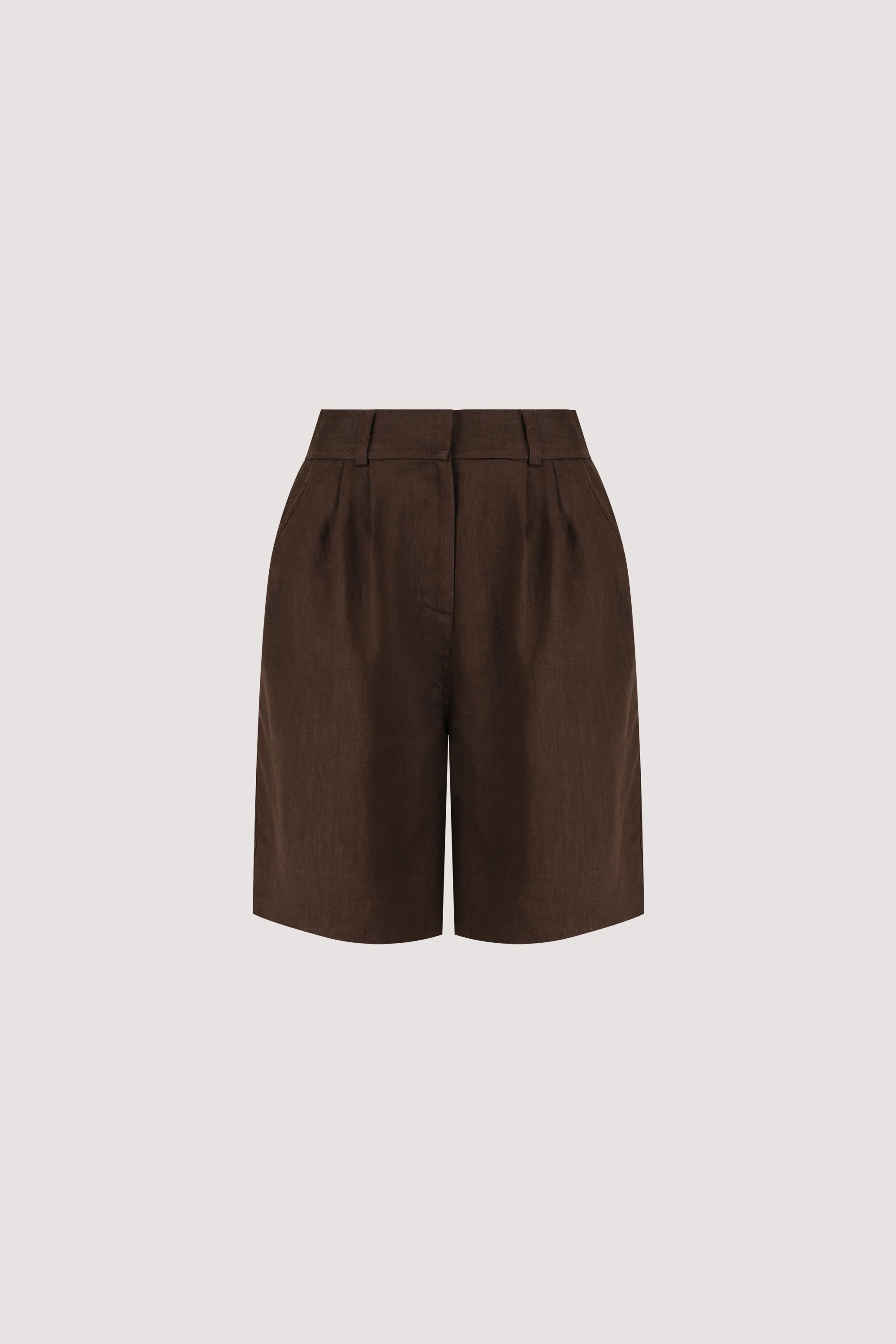 KAYLA BITTER CHOC LINEN BERMUDA SHORT - Image 6