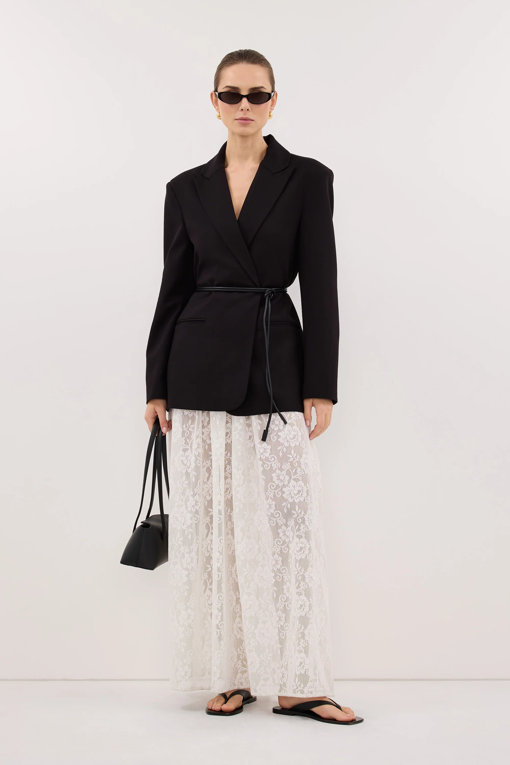 KEATON BLACK SLIM LONGLINE BLAZER