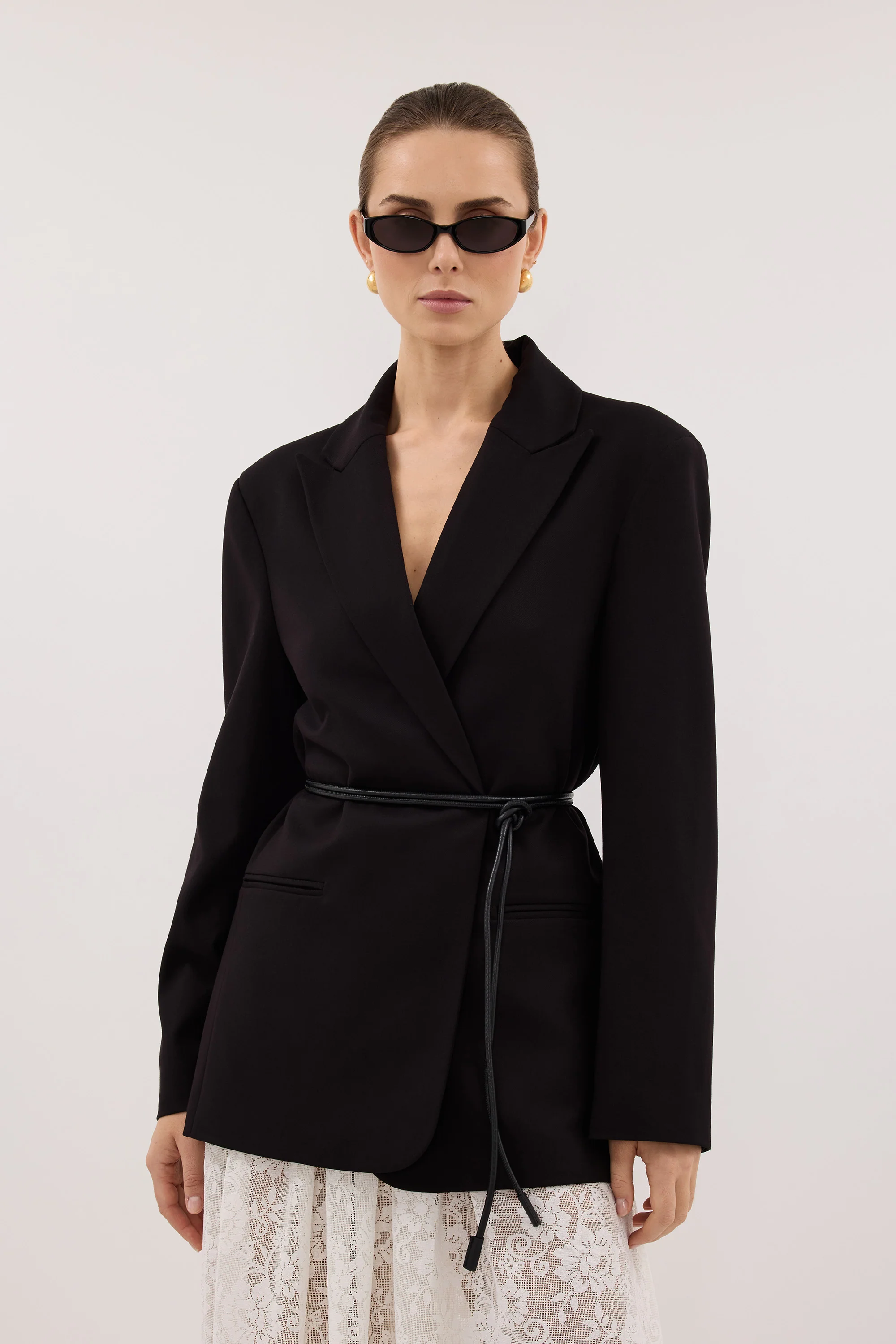 KEATON BLACK SLIM LONGLINE BLAZER - Image 2