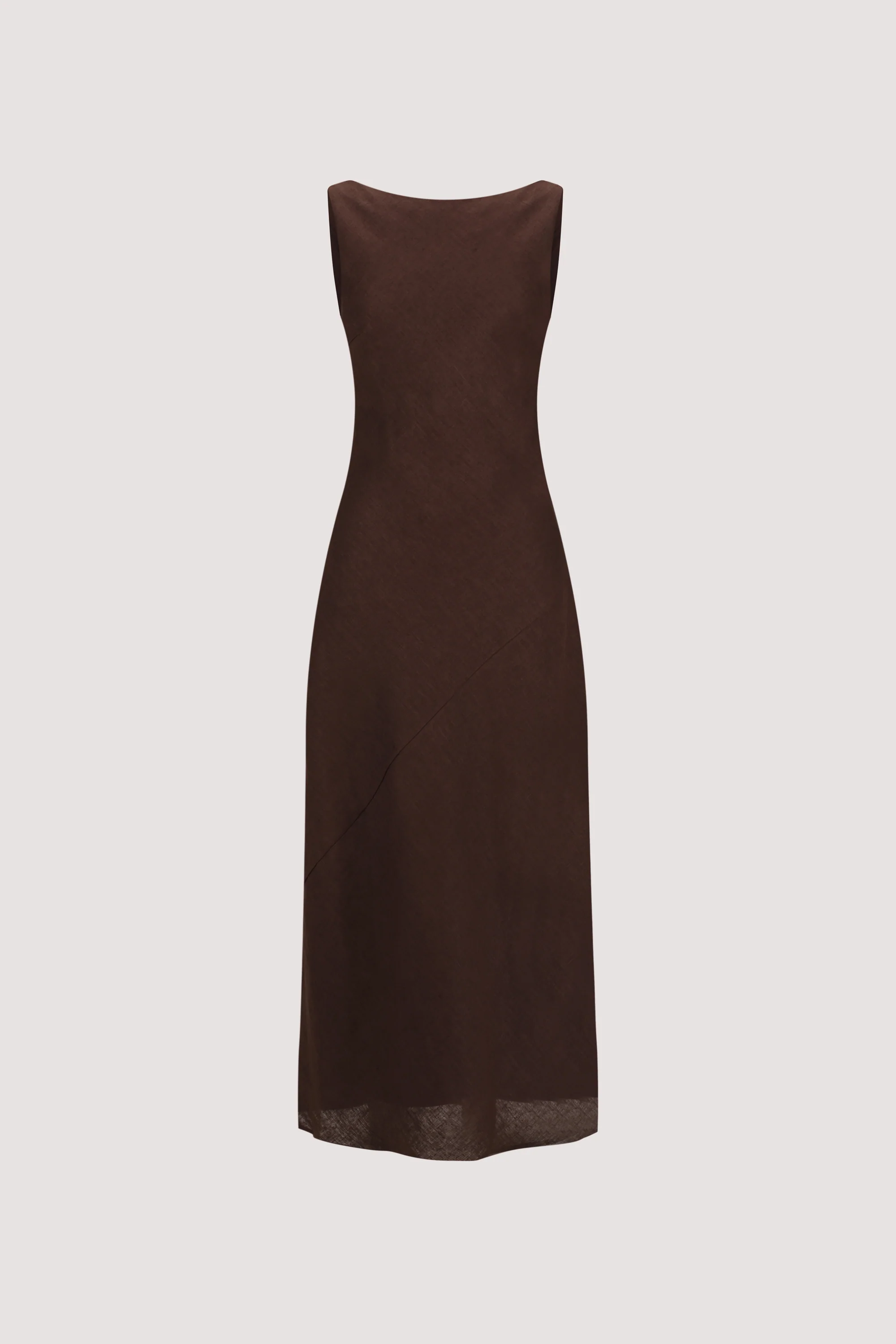 LACY COCOA SLEEVELESS LINEN MIDI DRESS - Image 5
