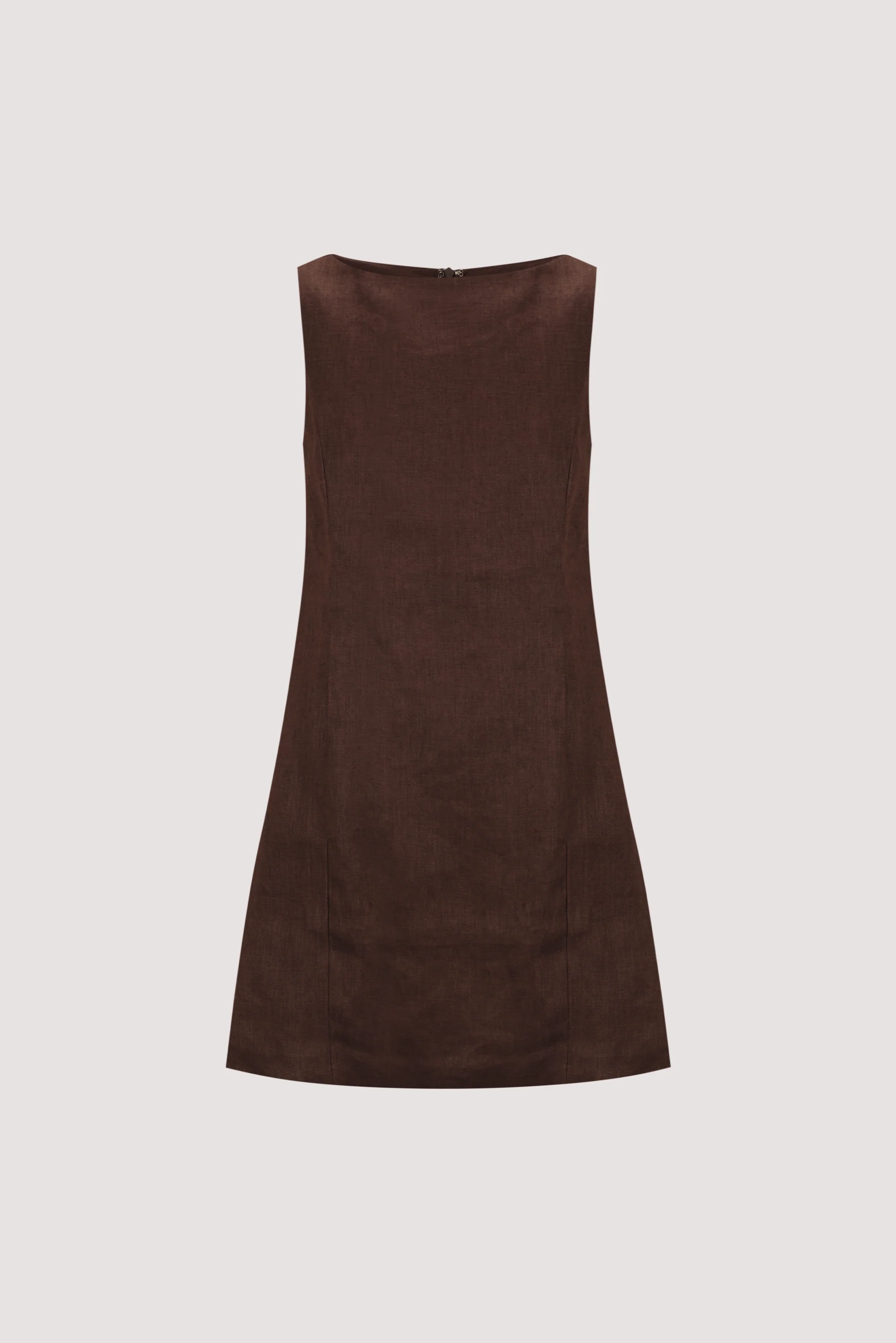 LACY COCOA SLEEVELESS LINEN MINI DRESS - Image 6