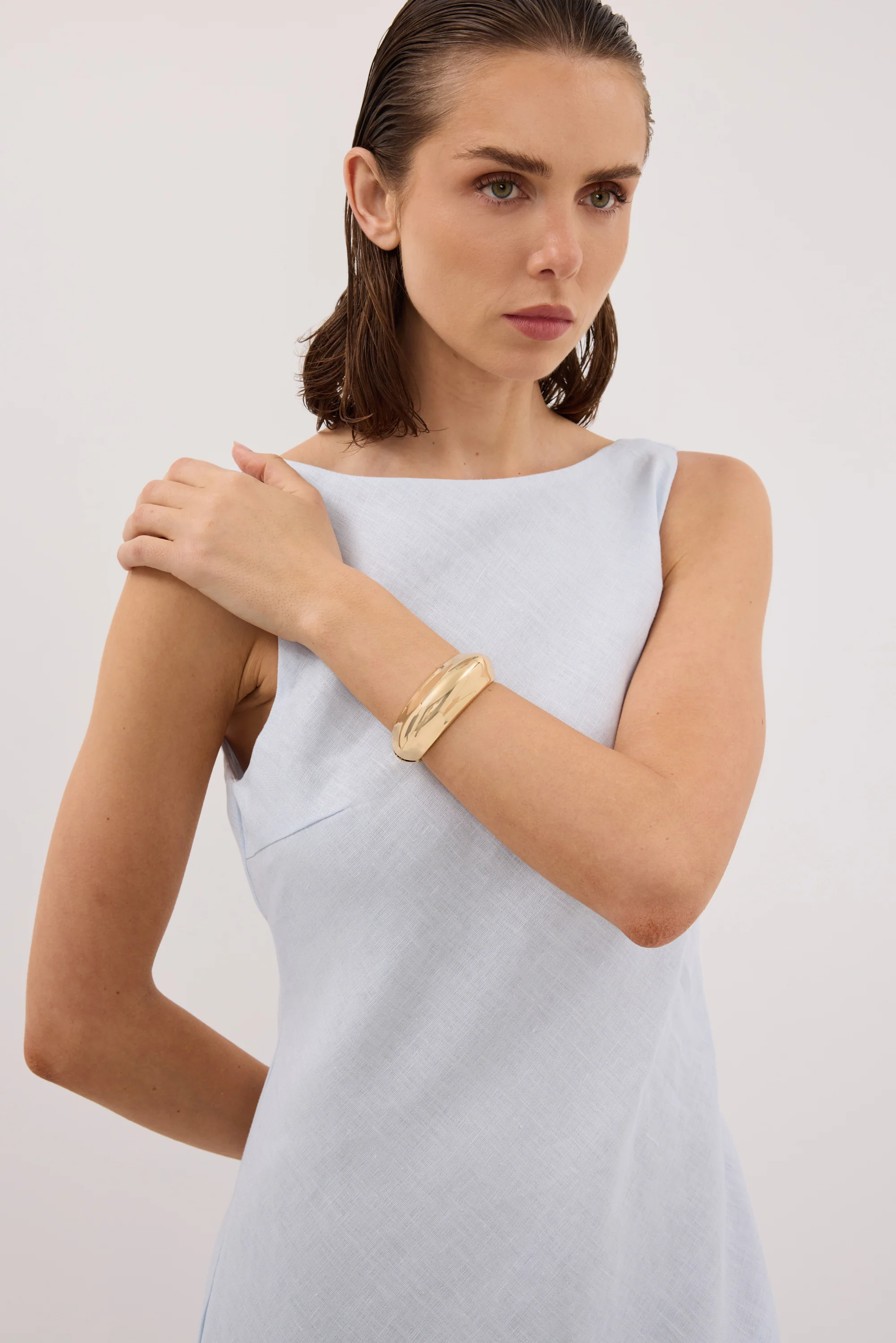 LACY CORNFLOWER SLEEVELESS LINEN MIDI DRESS - Image 2