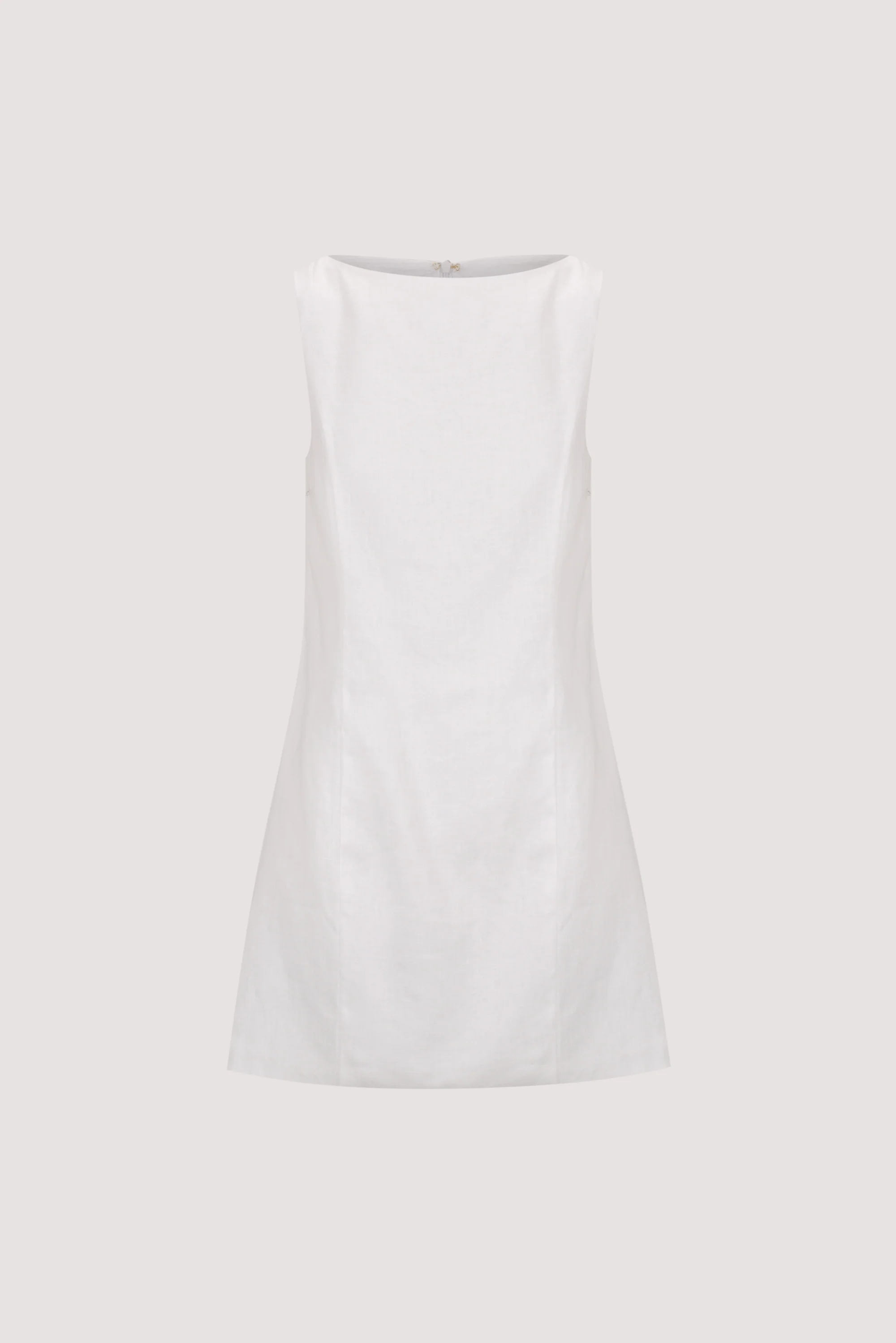 LACY WHITE SLEEVELESS LINEN MINI DRESS - Image 8