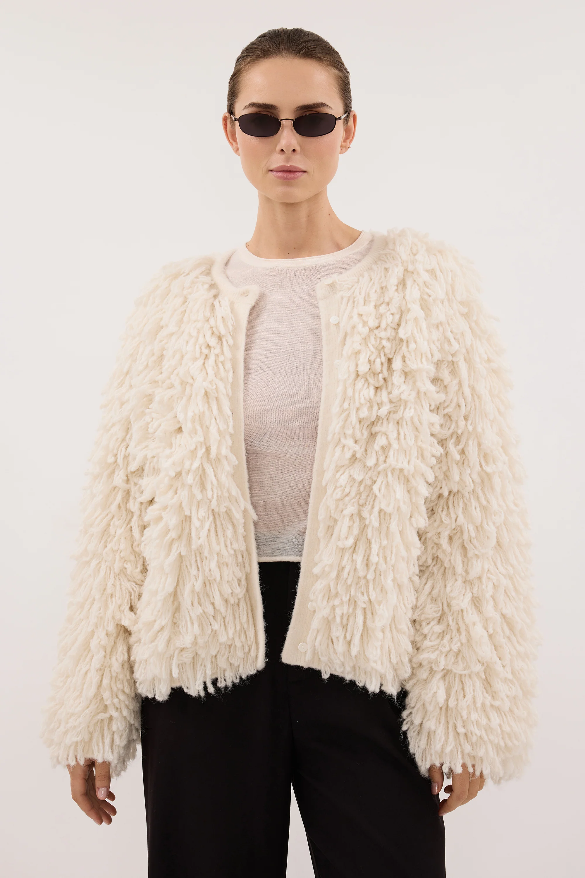 LANA CREAM LONGLINE KNIT CARDIGAN - Image 2