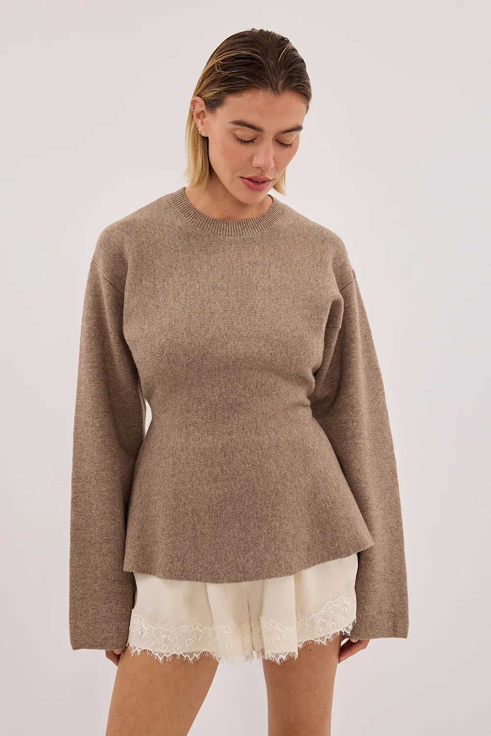 LANIE CHOC LONG SLEEVE KNIT TOP - Image 2