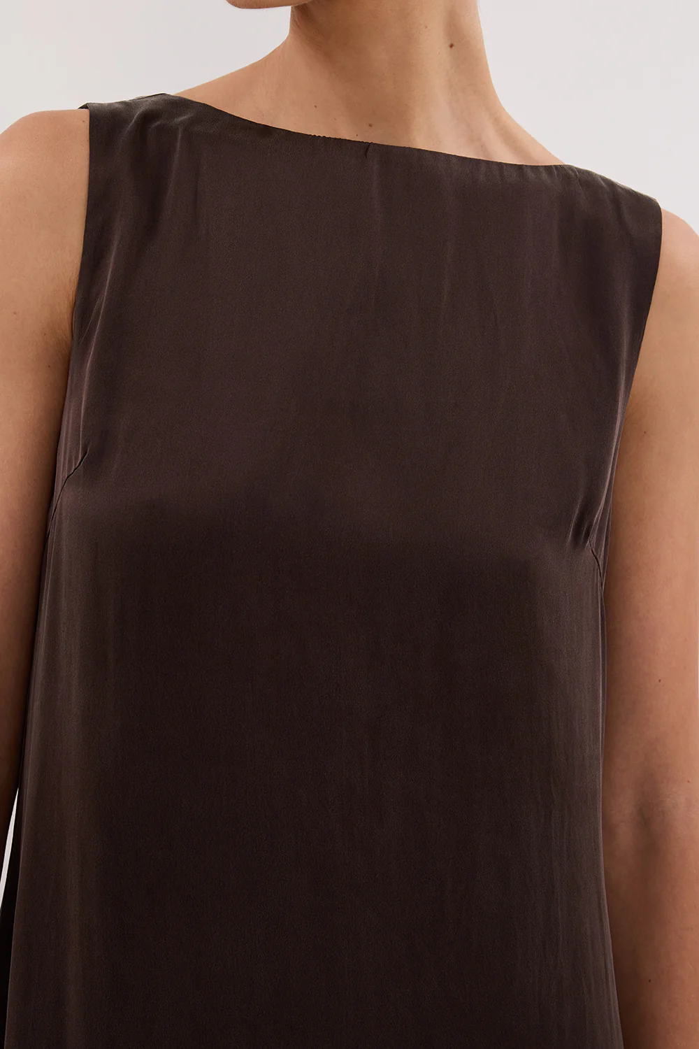 LAYLA BITTER CHOC SILK MIDI DRESS - Image 5