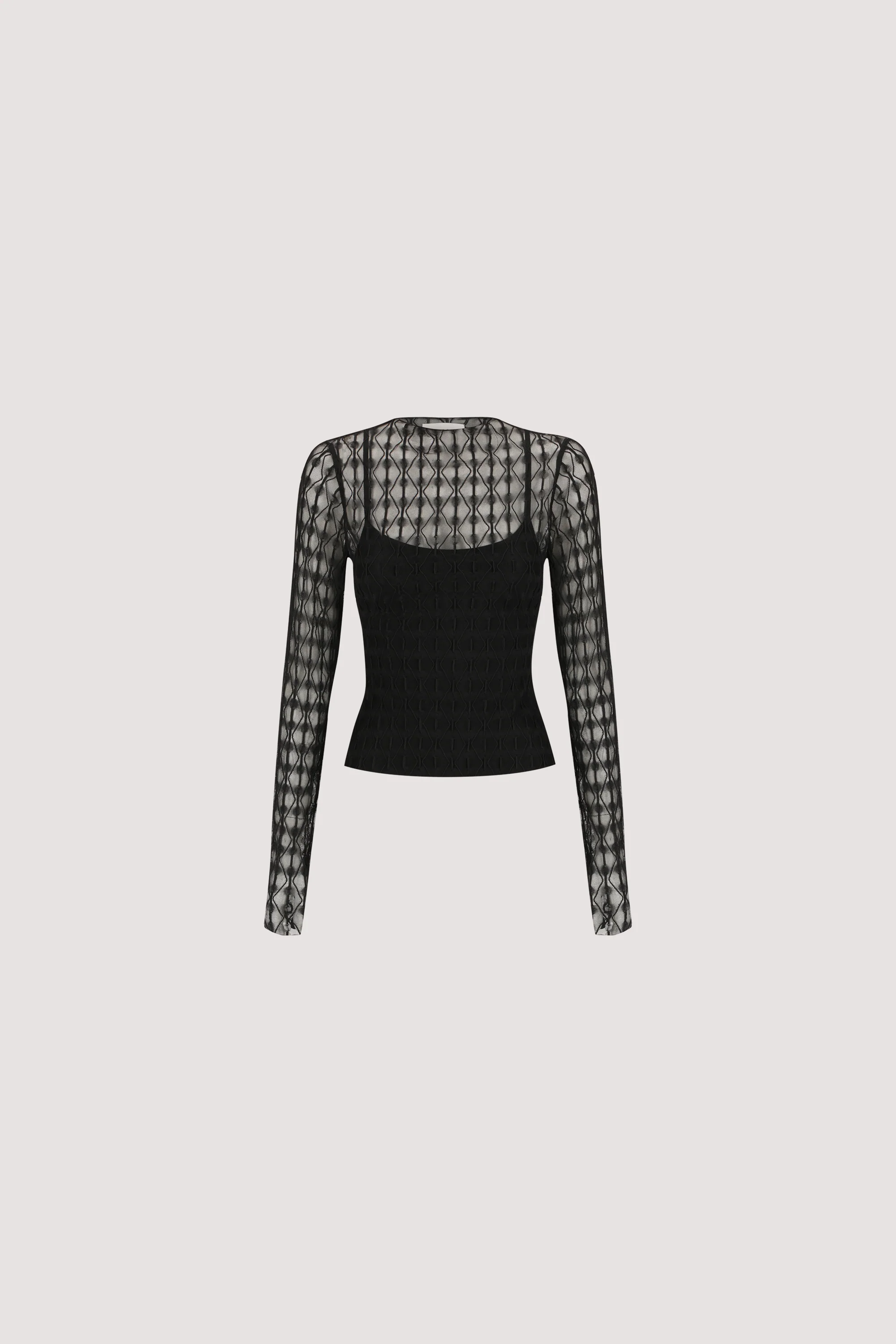 LEIA BLACK LONG SLEEVE LACE KNIT TOP - Image 7