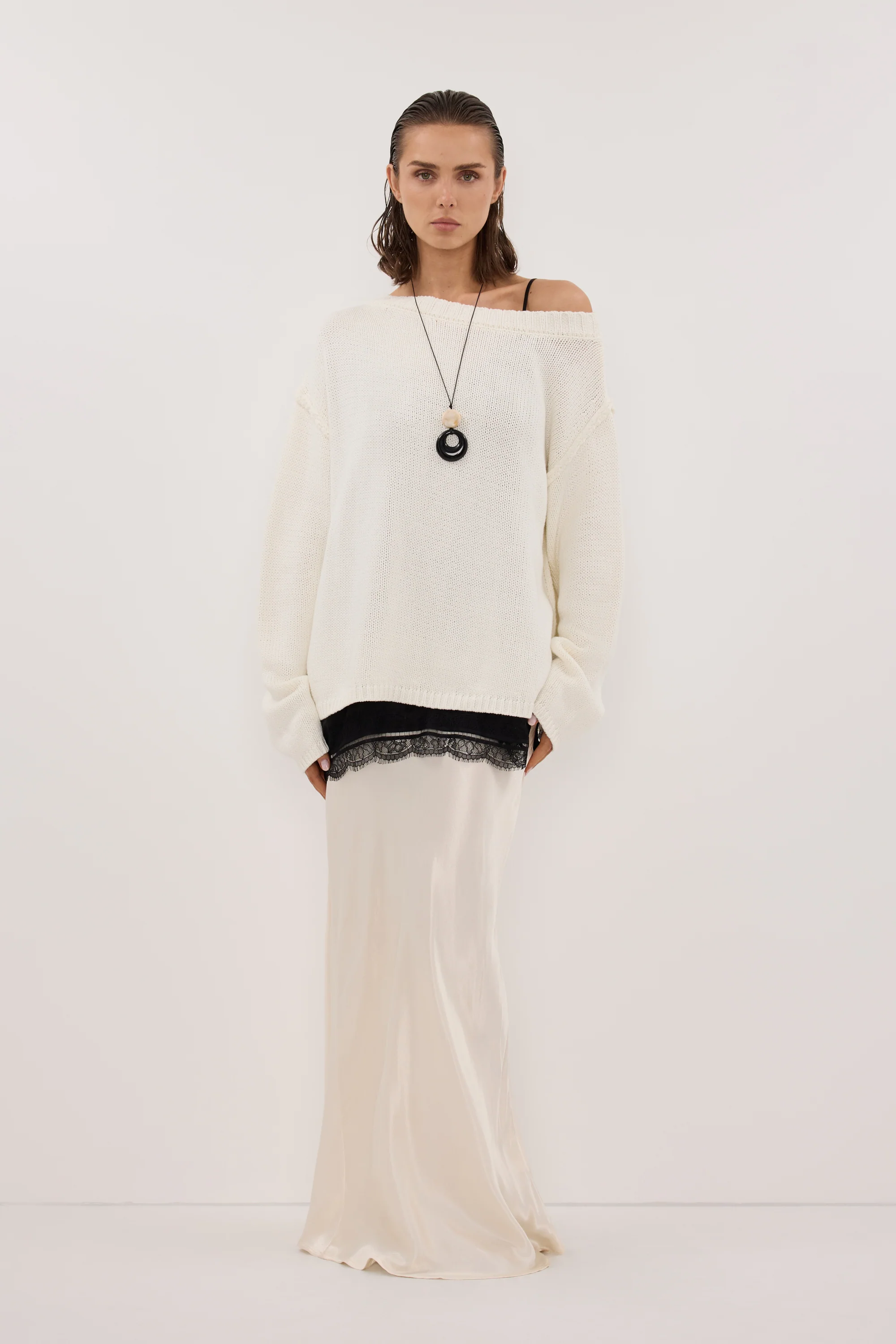 LEISLE CREAM ASYM KNIT JUMPER - Image 2