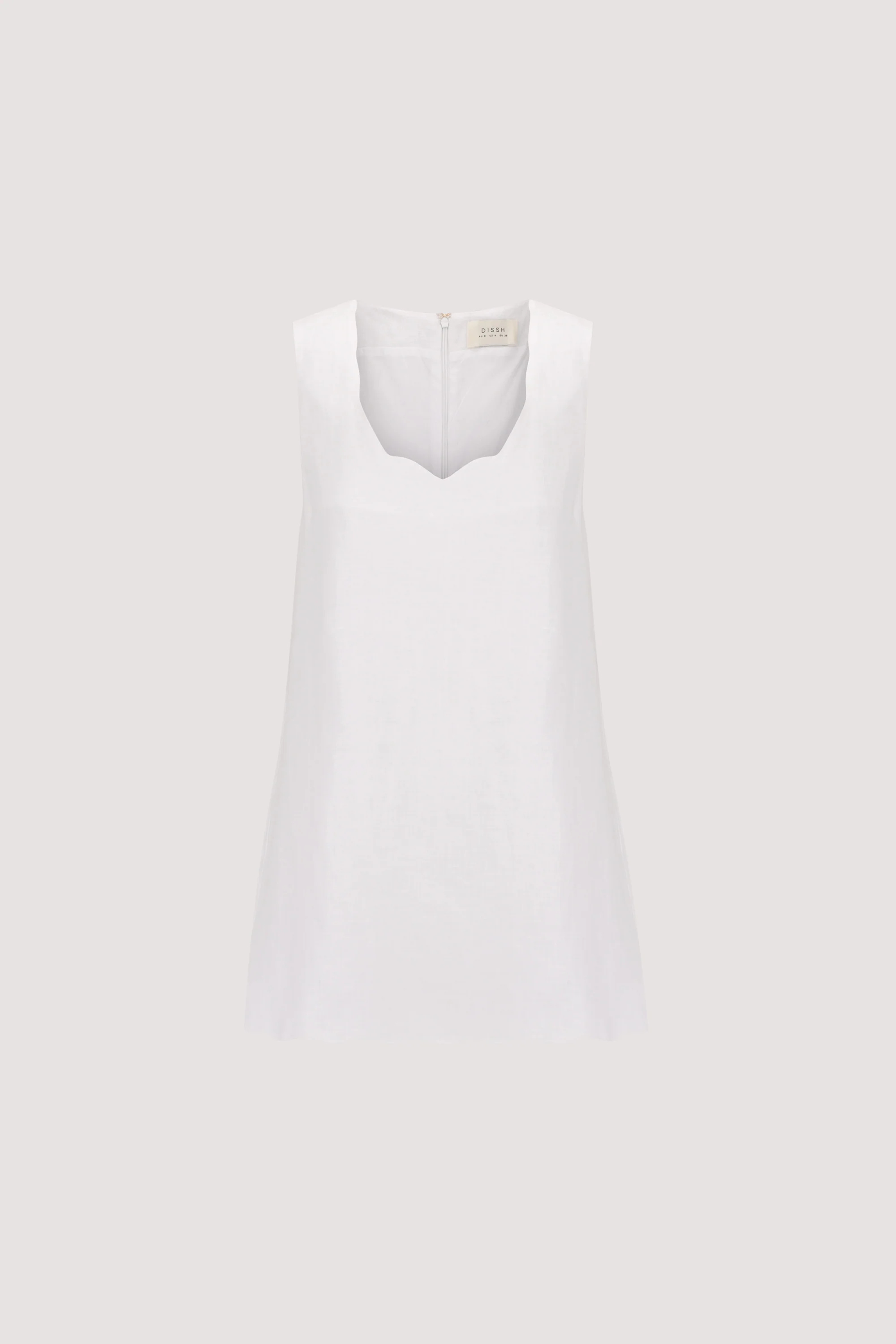 LELA WHITE SLEEVELESS LINEN MINI DRESS - Image 8